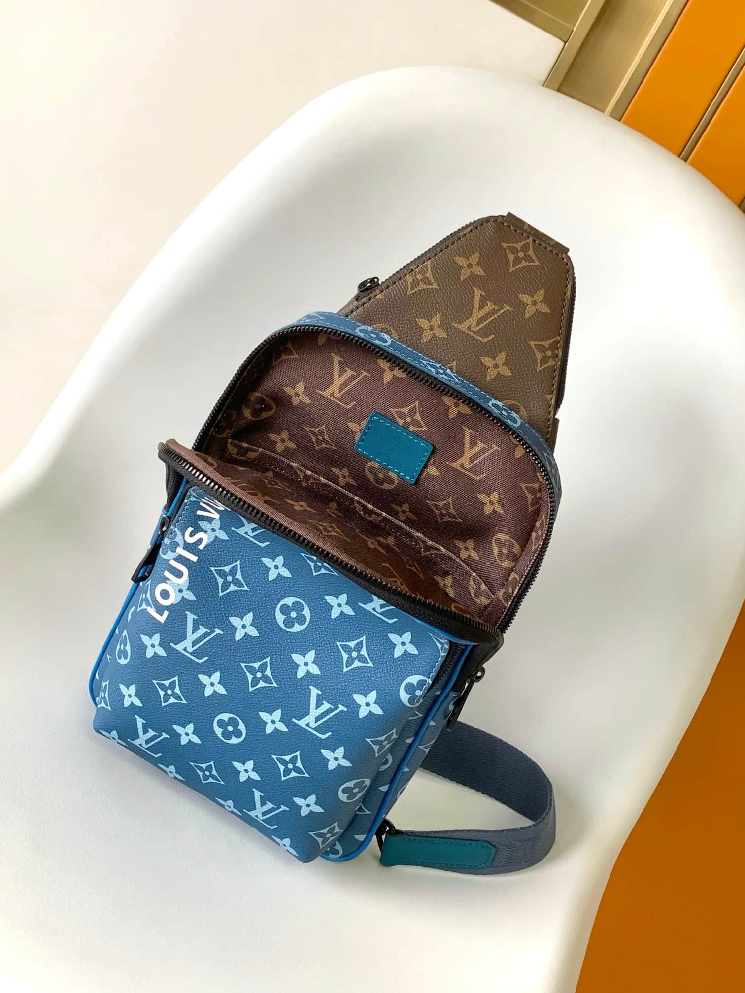 Louis Vuitton Monogram Avenue Macassar Canvas Sling Bag M23782 Atlantic Blue High