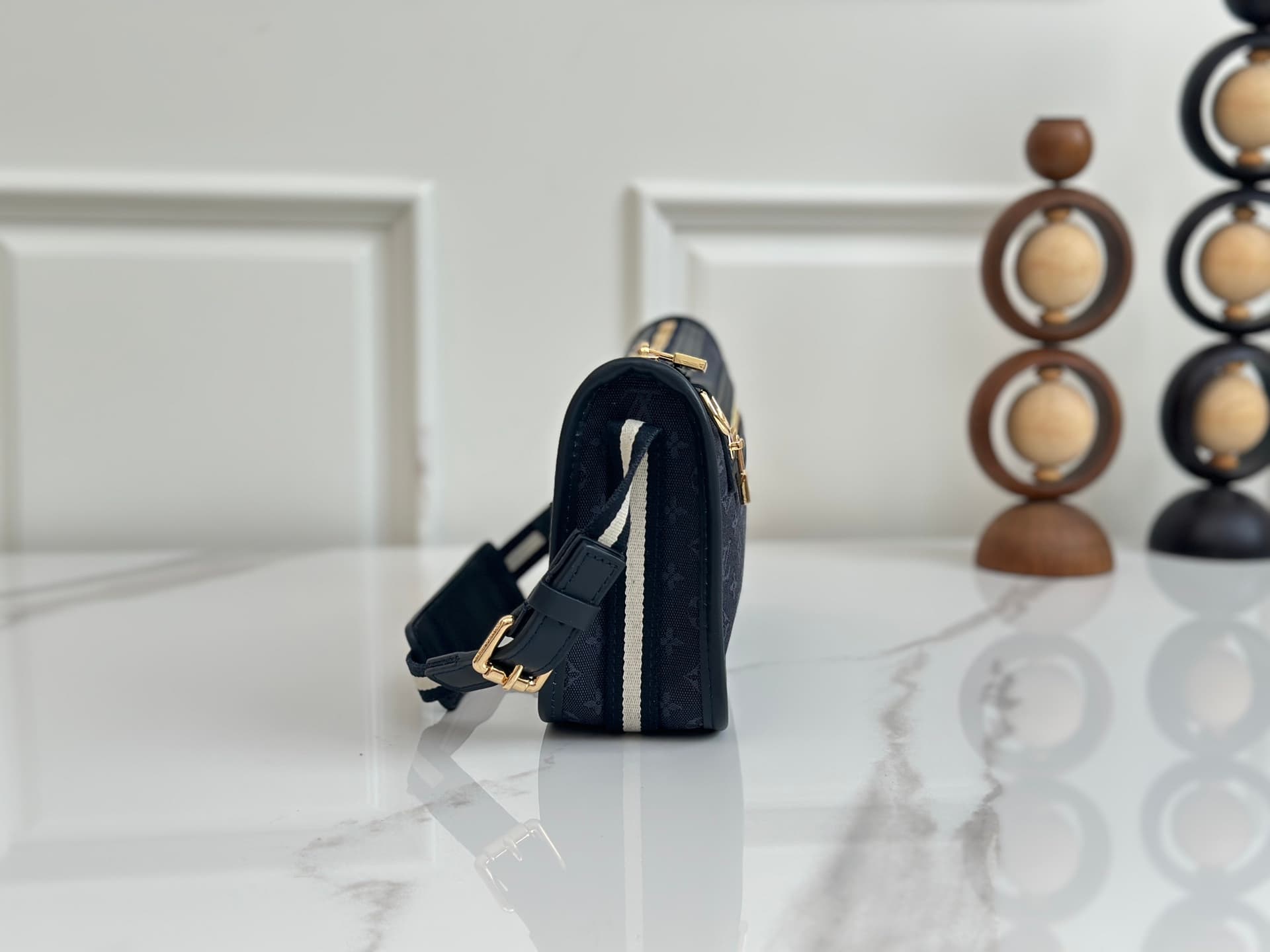 Louis Vuitton Mini Lin Pochette Kathleen Monogram Canvas Navy Blue M92330 High