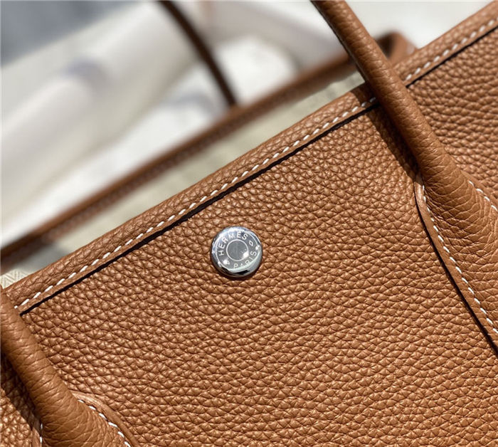Hermes Garden Party 30/36 Bag Calfskin In Gold High