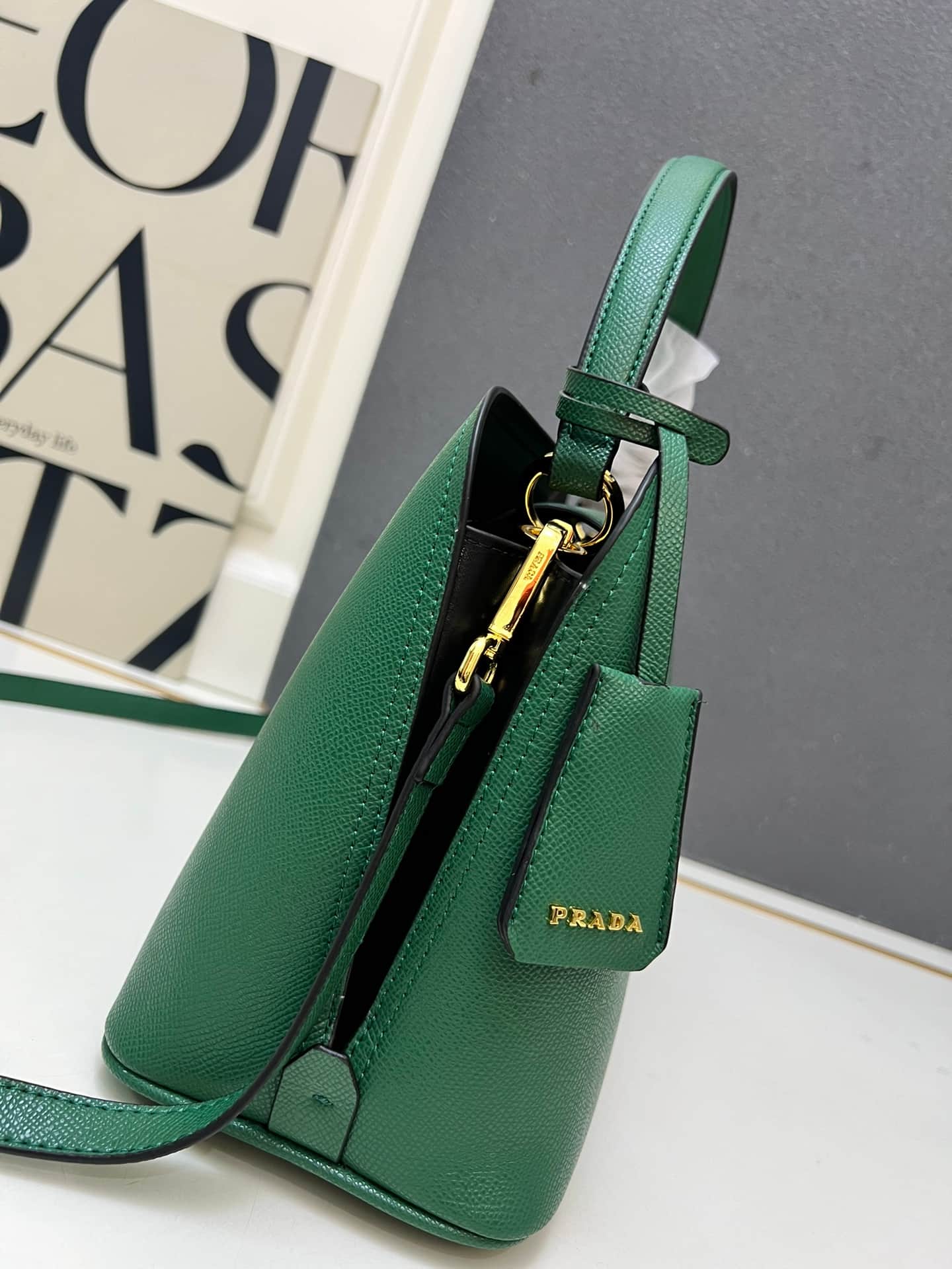 Prada Saffiano Leather Matinée Handbag Green