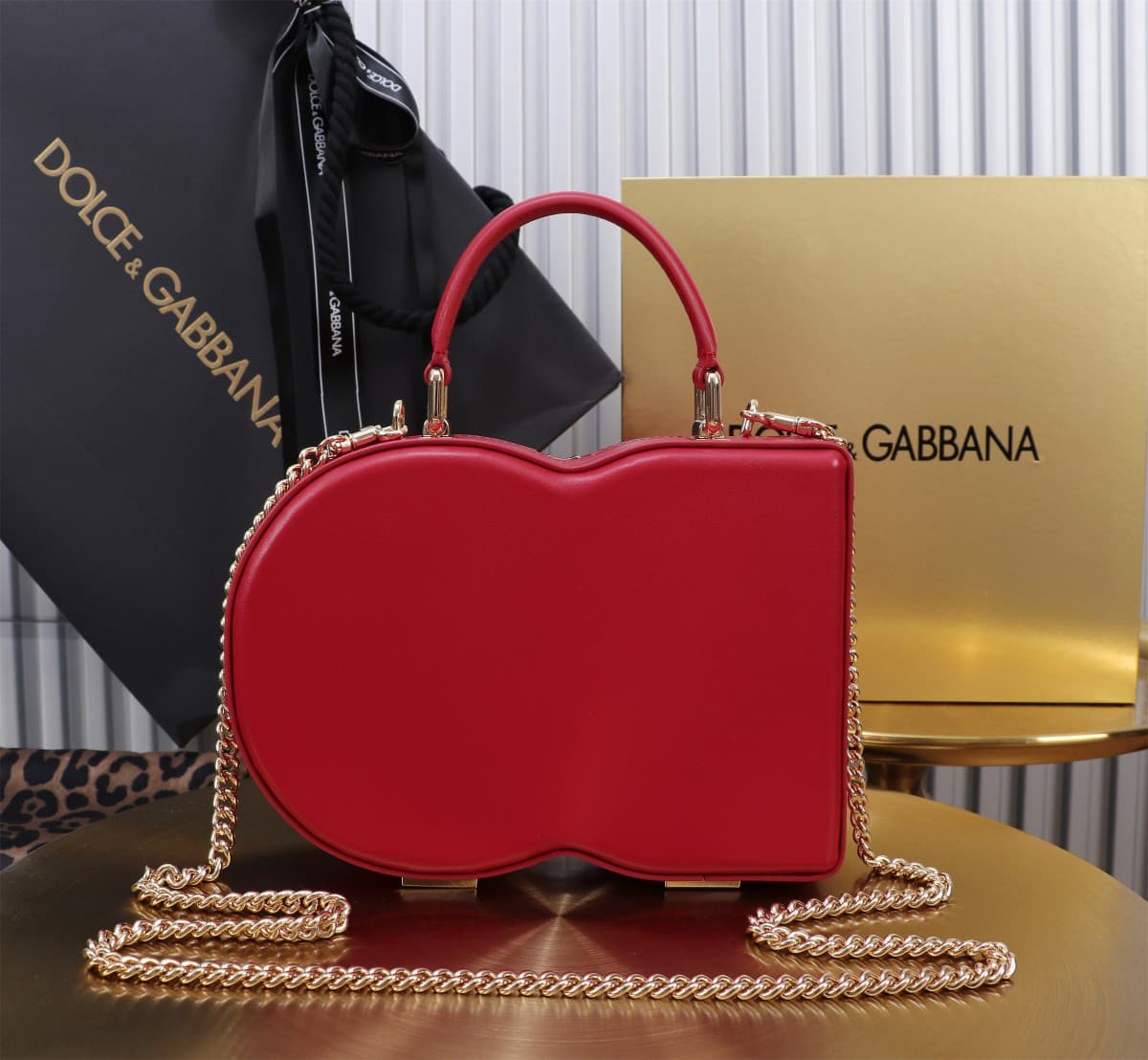 Dolce & Gabbana red leather DG Logo handbag high