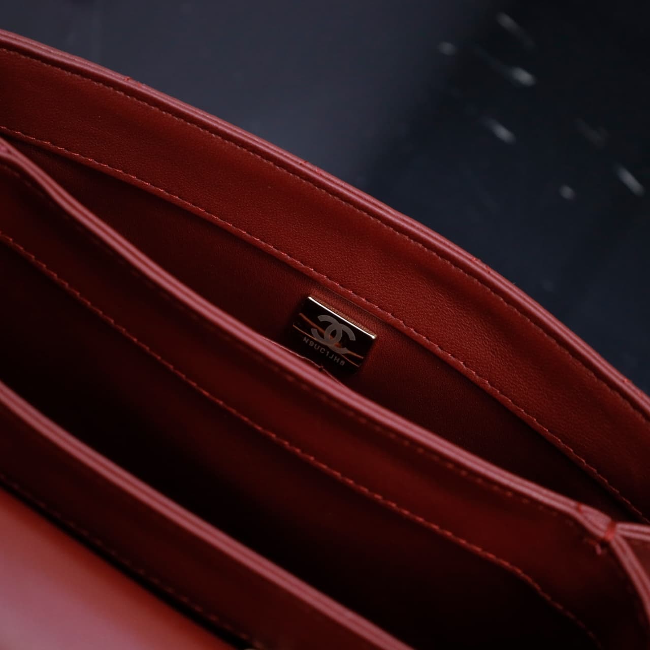 SMALL FLAP BAG WITH TOP HANDLE Lambskin Gold Metal Burgundy A