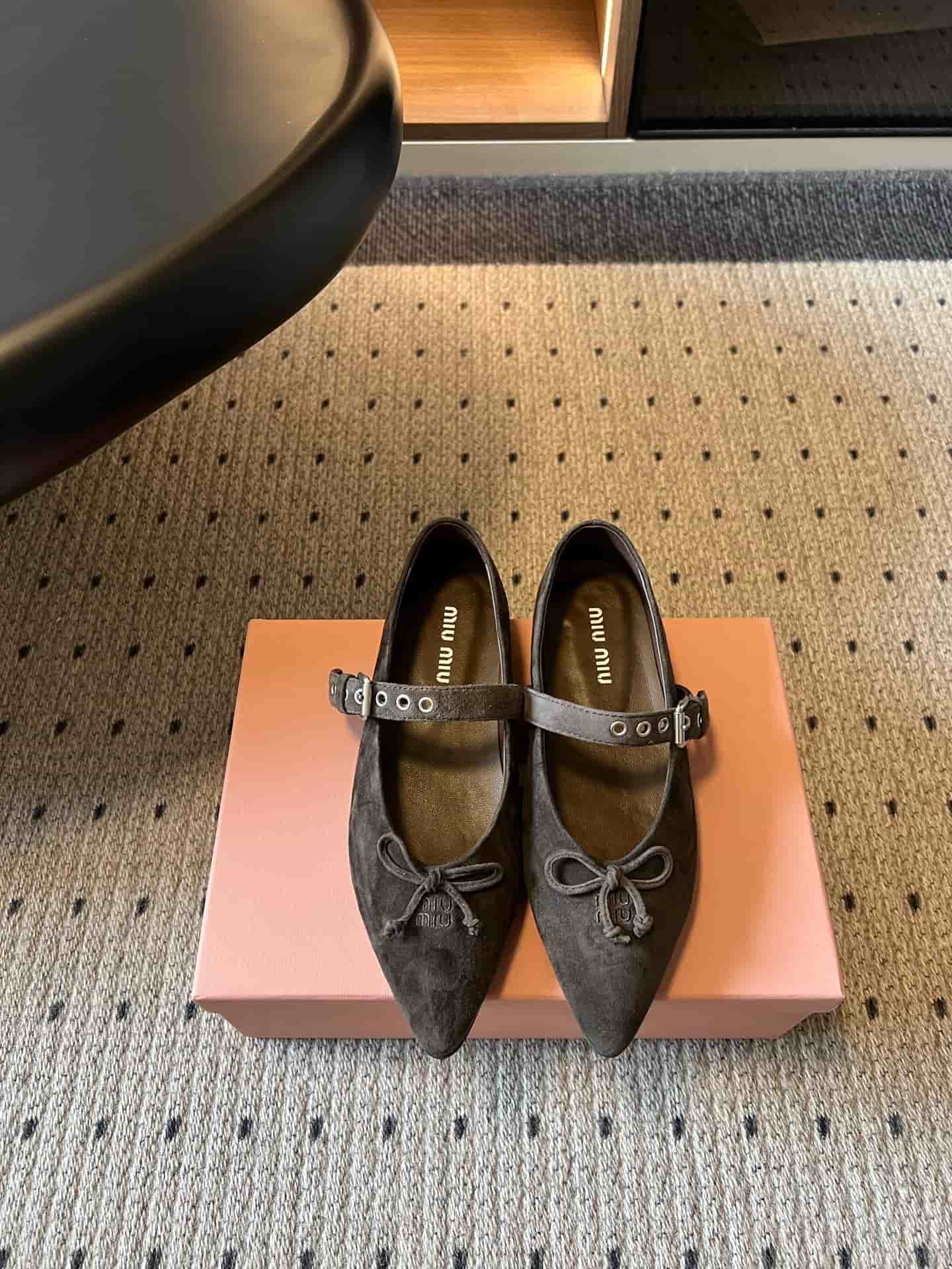 Miu Miu Pointed-toe Suede Ballet Flats