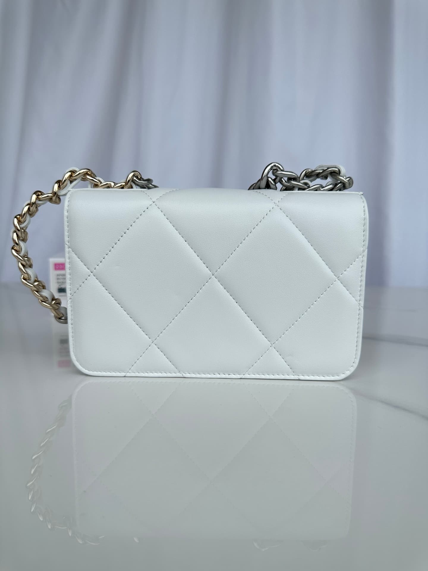 Chanel Wallet on Chain Lambskin Leather & Silver-Tone Metal White AP0957 A
