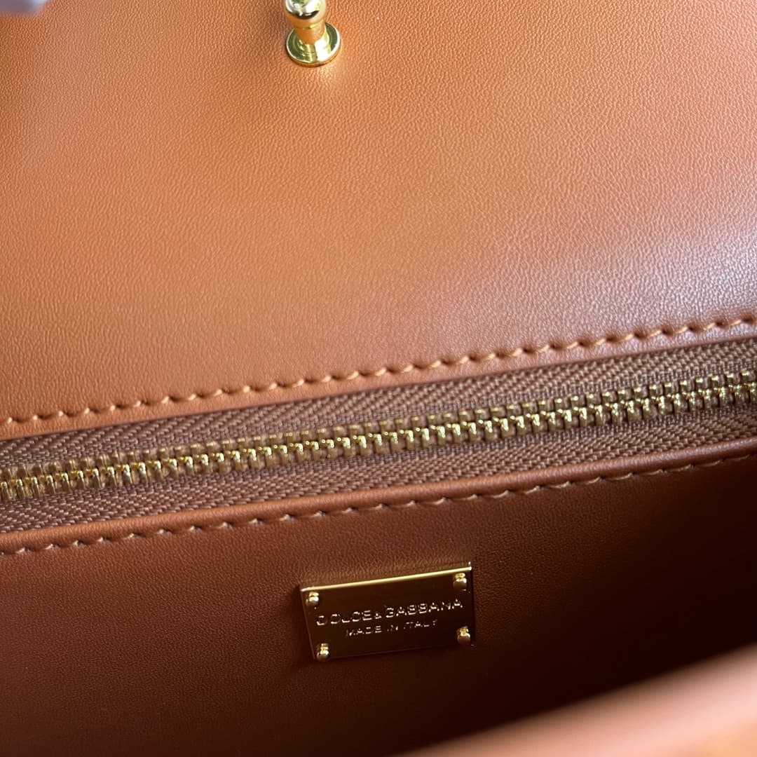 Dolce & Gabbana Brown calf leather DG Logo crossbody bag high