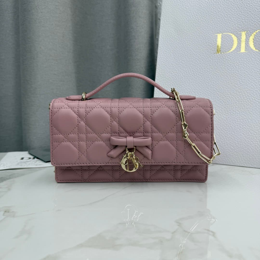 My Dior Mini Bag Cannage Lambskin In Retro Pink With Leather Bow High