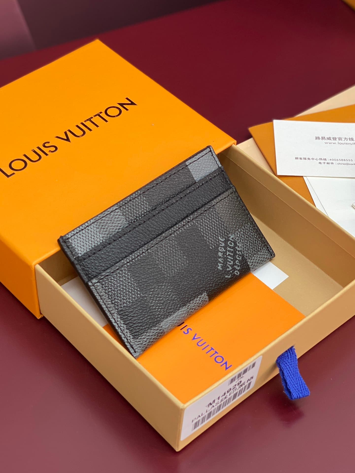 Louis Vuitton Double Card Holder Damoflage Black coated canvas M14929 High