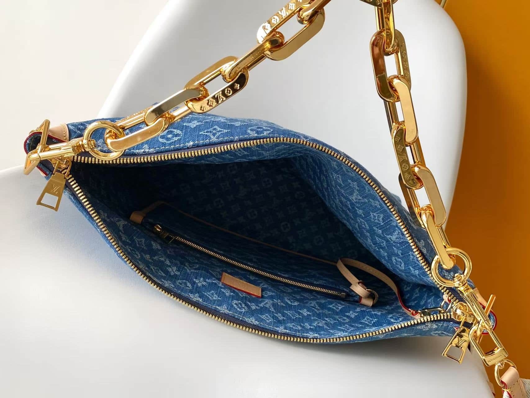 Louis Vuitton Coussin Hobo MM Blue Denim GOTS Cotton M28331 High