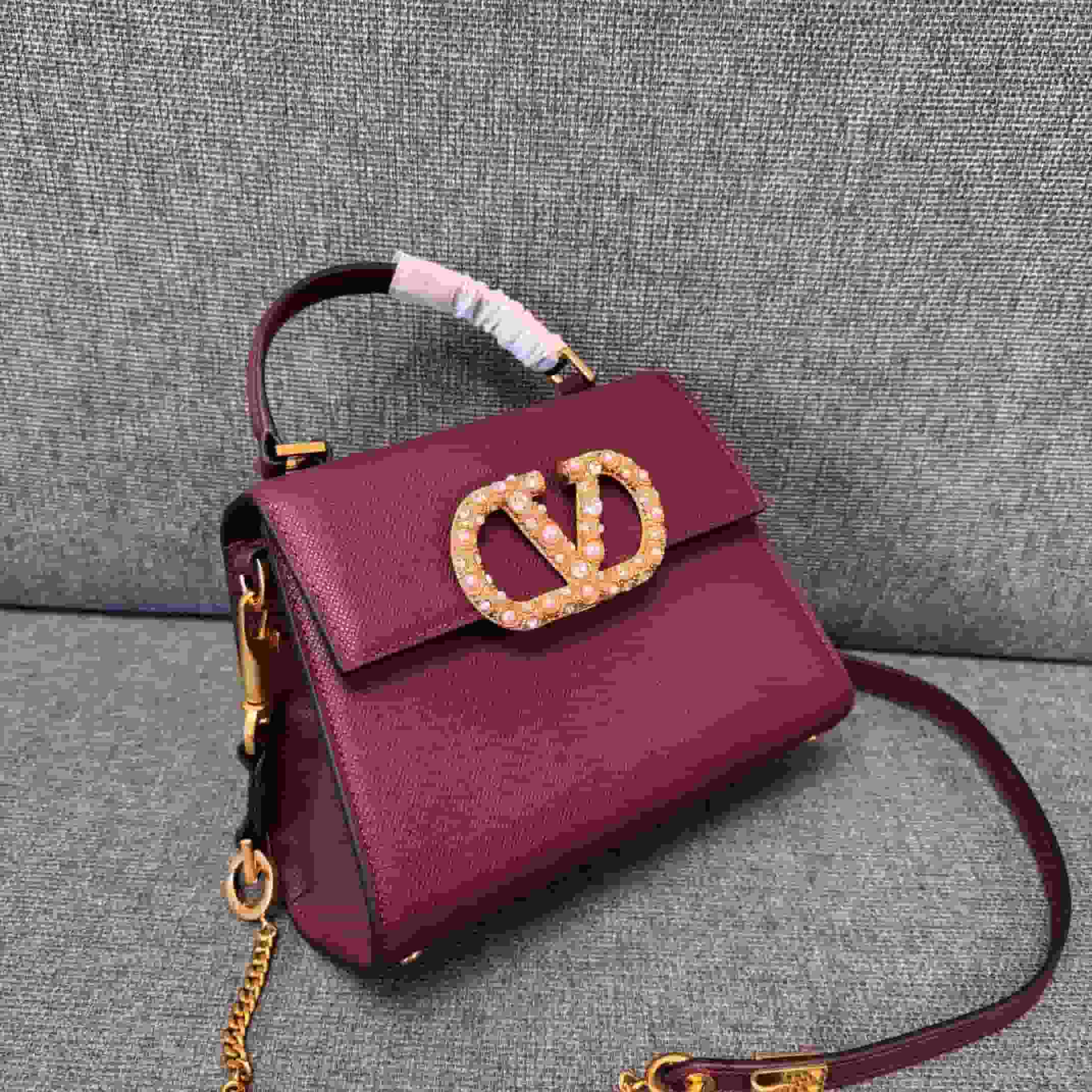 Valentino Garavani Vsling Mini Handbag In Grainy Calfskin With Jewel Logo High