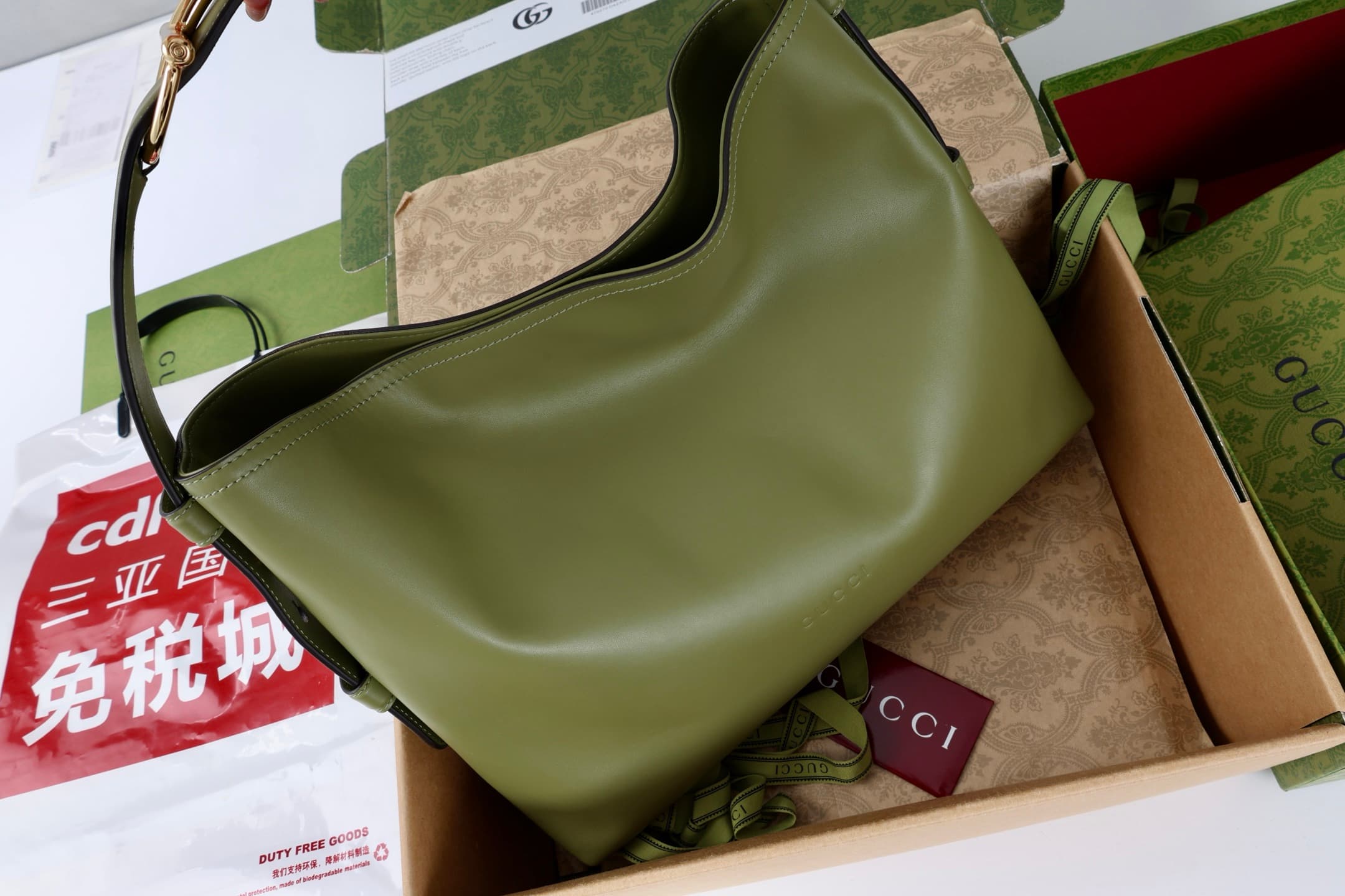 Gucci Beatrix medium tote bag Green soft smooth leather ‎850926 High