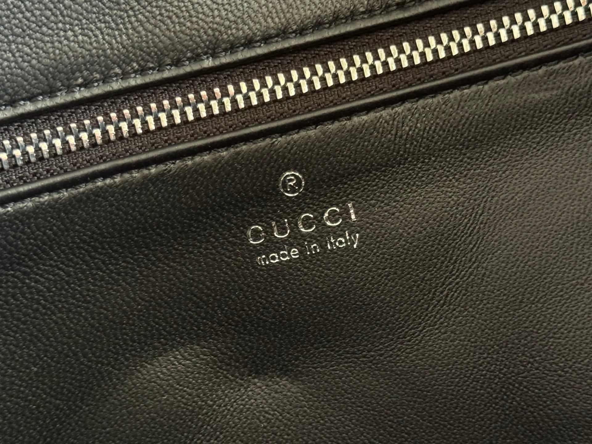 Gucci Jackie Flap large crossbody bag Black dark brown soft suede A005ZI High
