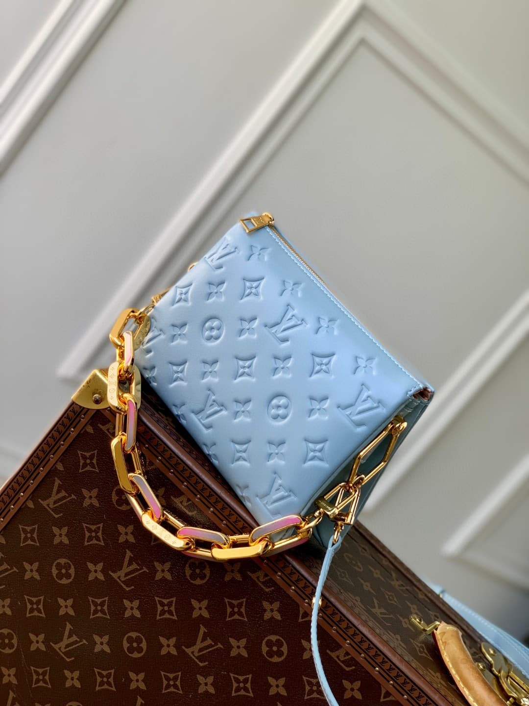 Louis Vuitton Coussin BB Monogram embossed puffy lambskin M24338 Sky Blue High