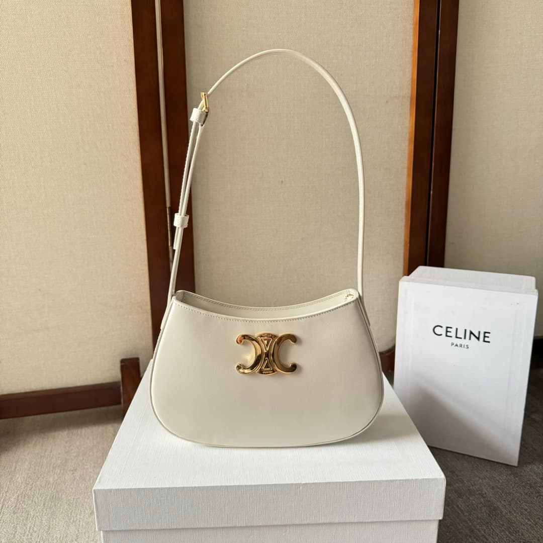 Celine Tilly Bag in White Shiny Calfskin High
