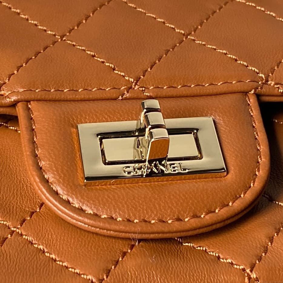 Chanel 2.55 Handbag Calfskin & Gold-Tone Metal Caramel A37586 A