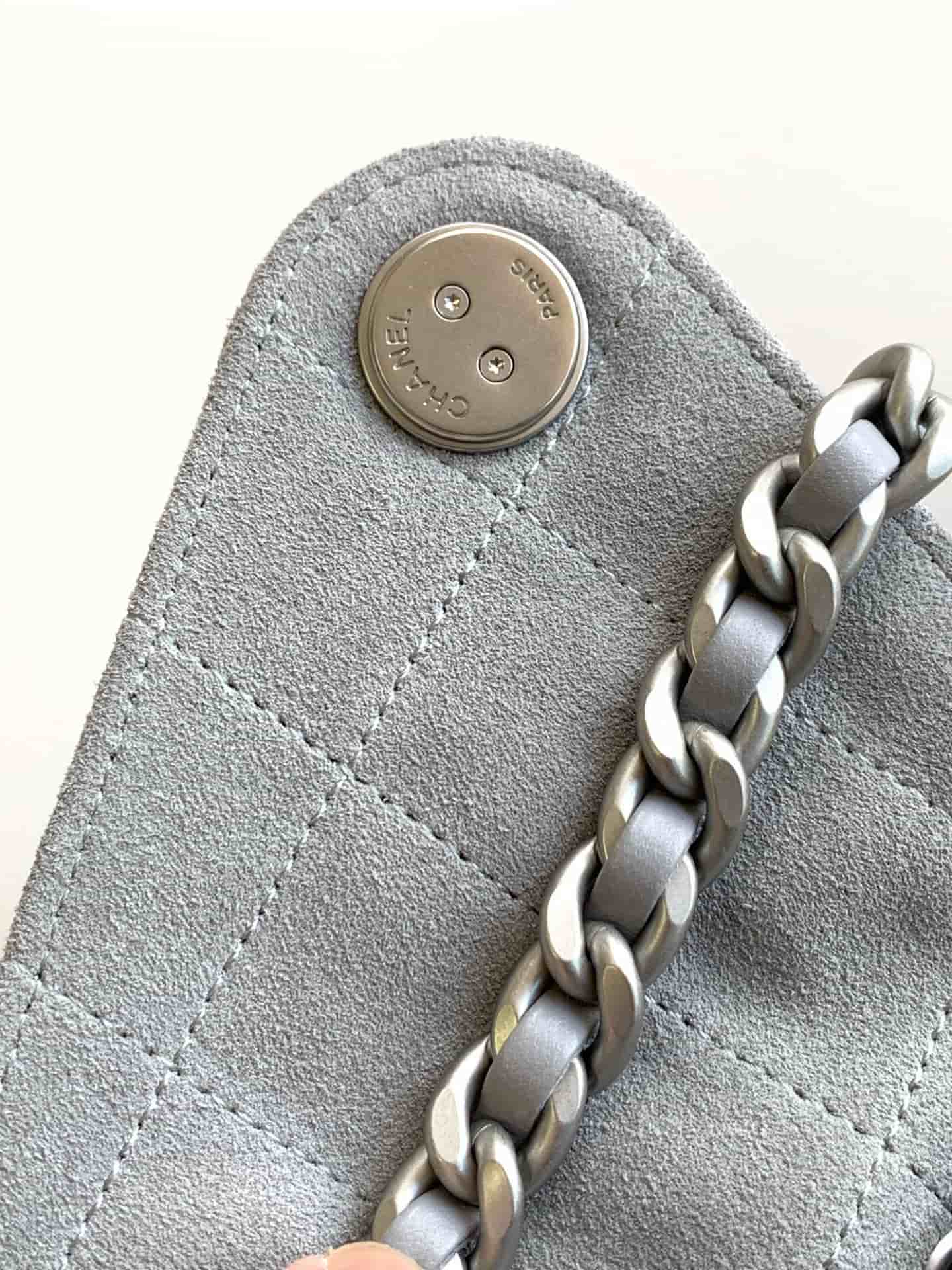 Chanel 25 Medium Hobo Medium handbag AS5311 Suede & Silver-tone Metal Grey High
