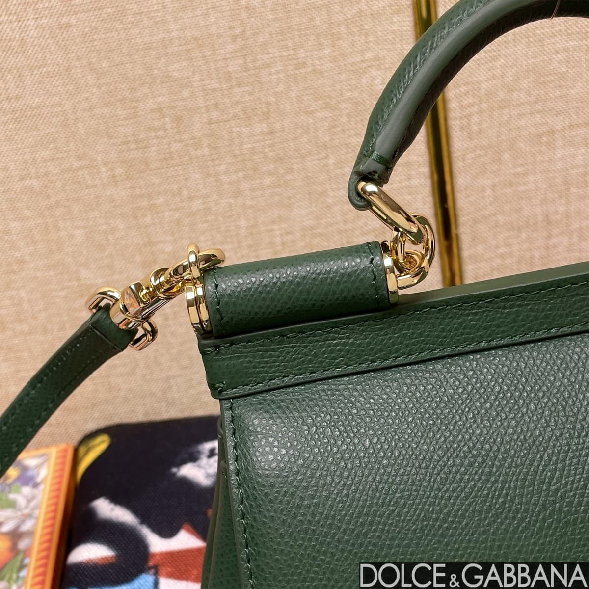 Dolce & Gabbana Miss Sicily top handle bag calfskin leather Green high