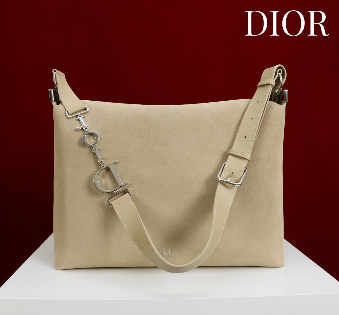 Large Diorly Bag Sabbia Suede Calfskin Silver lettering High