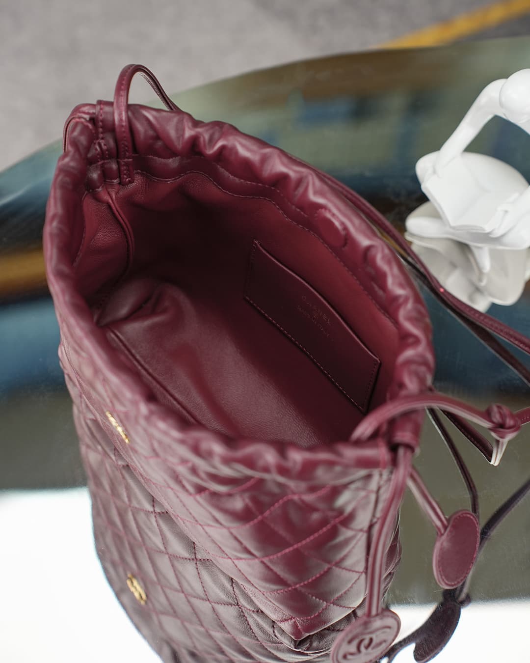 Chanel Clutch with Leather Strap Lambskin & Gold-tone Metal AP5228 Claret  A