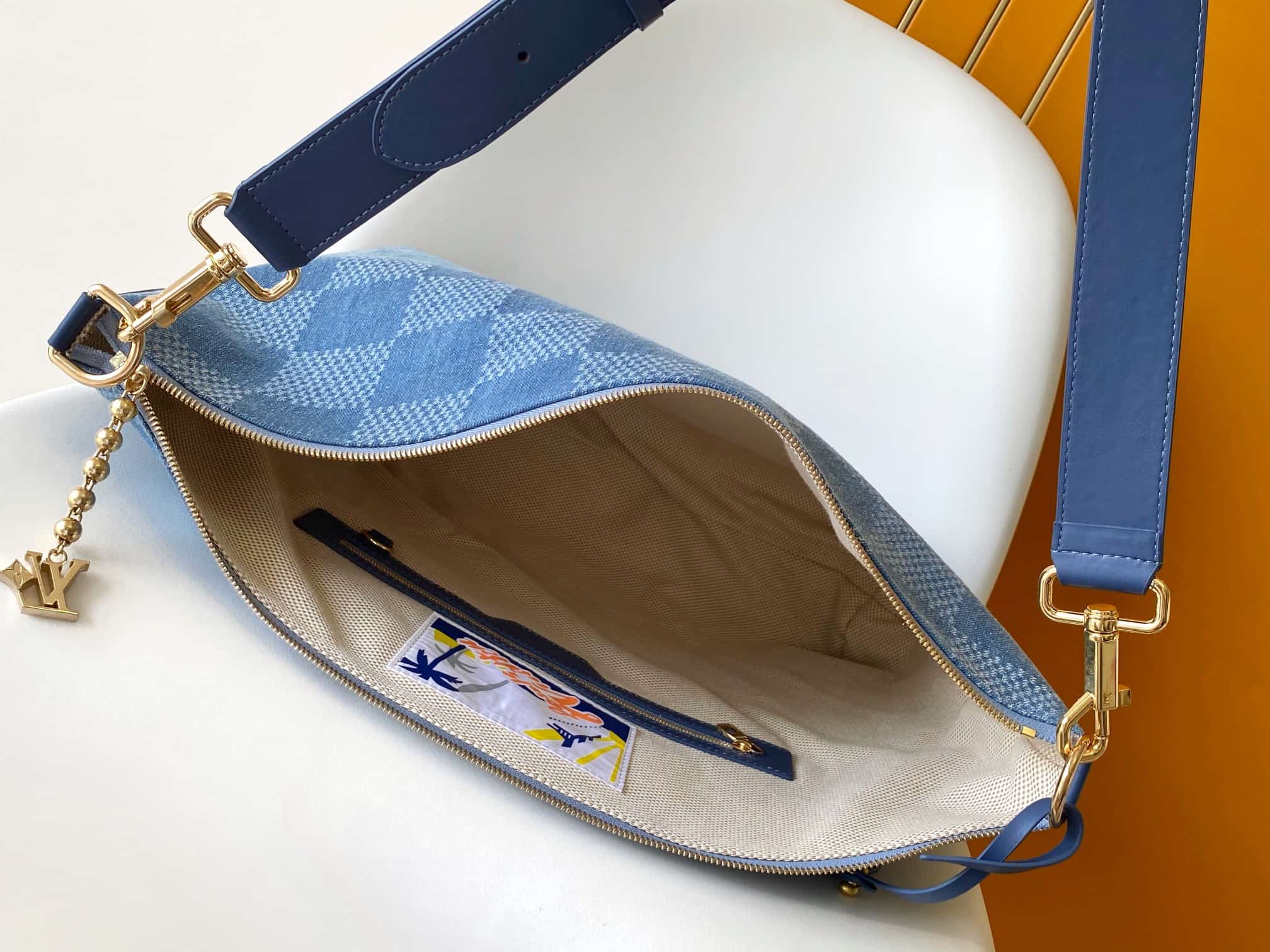 Louis Vuitton Vagabond Hobo Denim Blue Damier Denim 3D cotton canvas N00202 High