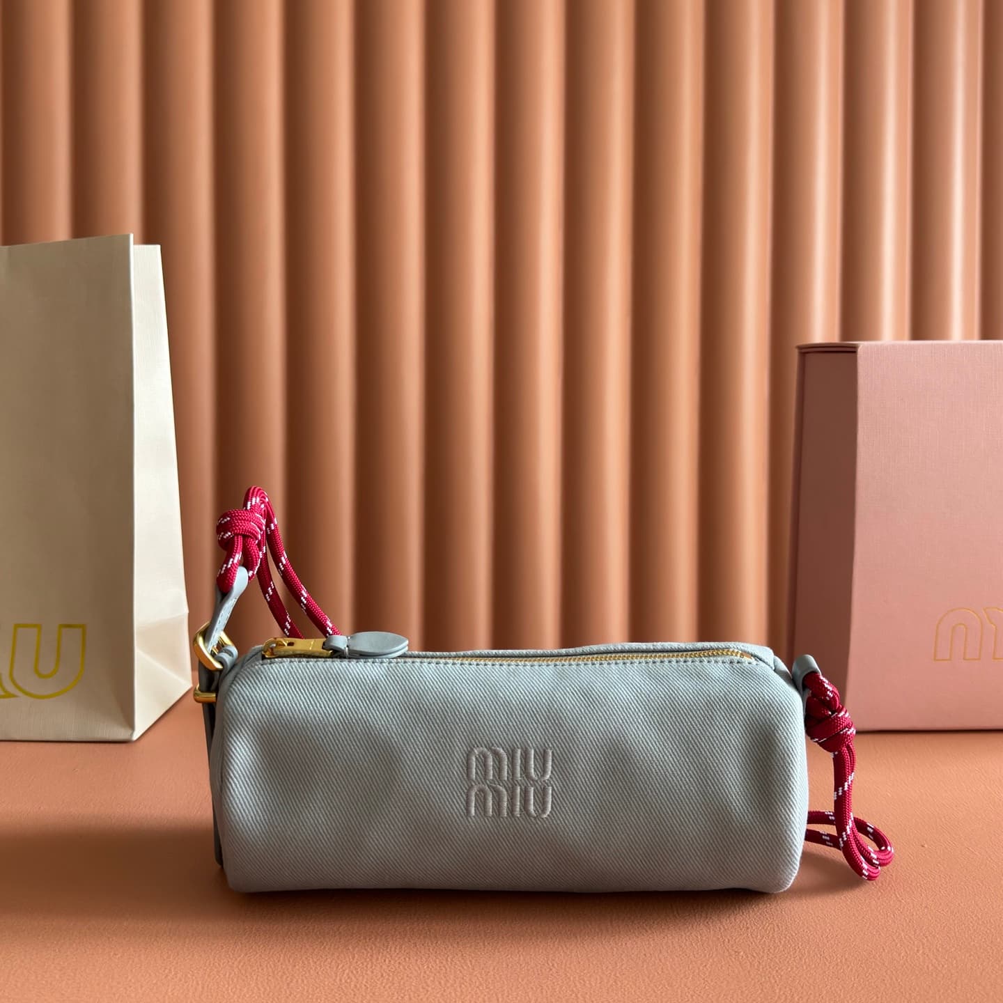 Miu Miu Gabardine pouch Astral Blue/Amaranth 5NE853 TOP