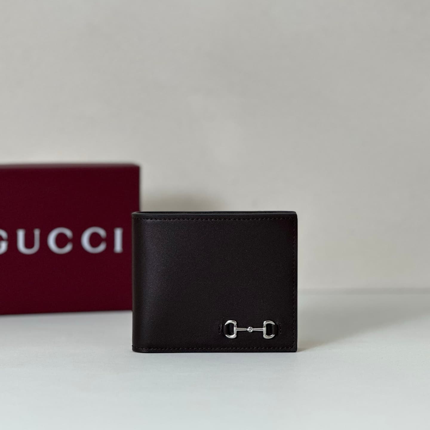 Gucci Bi-fold wallet with Horsebit 846950 dark brown leather High