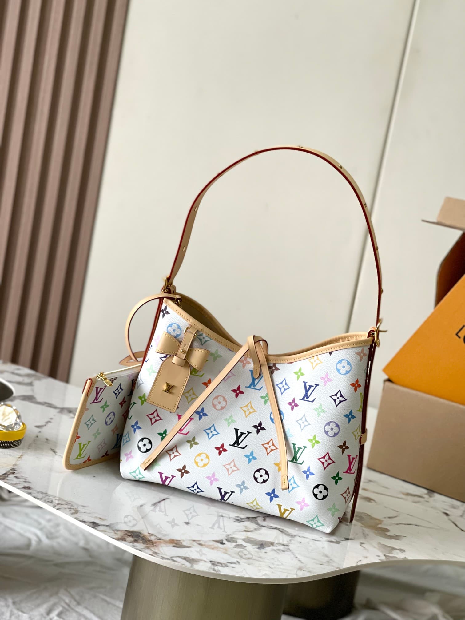 Louis Vuitton x Murakami CARRYALL PM M13661 Monogram coated canvas Top