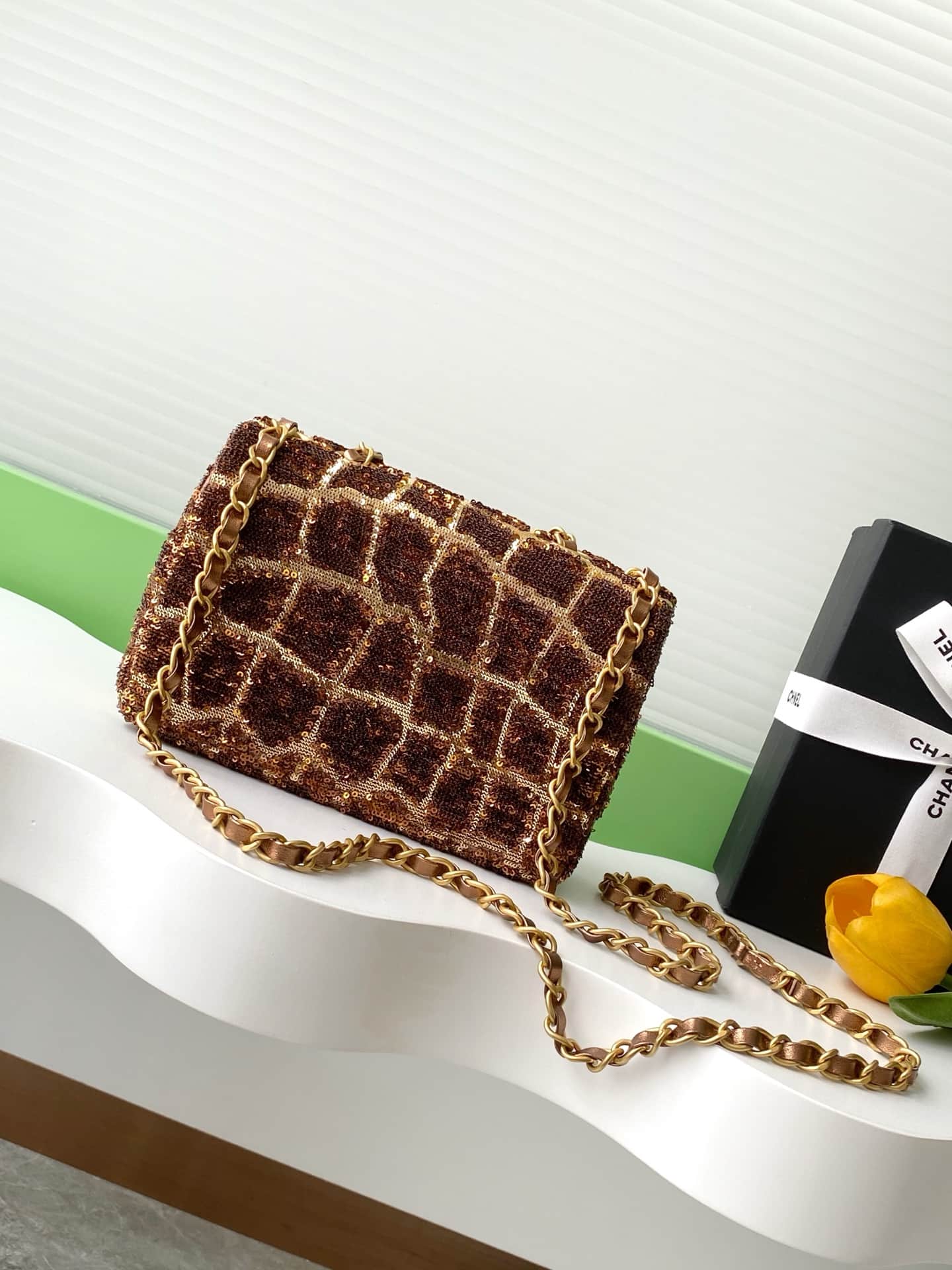 Chanel Flap Bag Sequins & Gold-Tone Metal AS4561  A