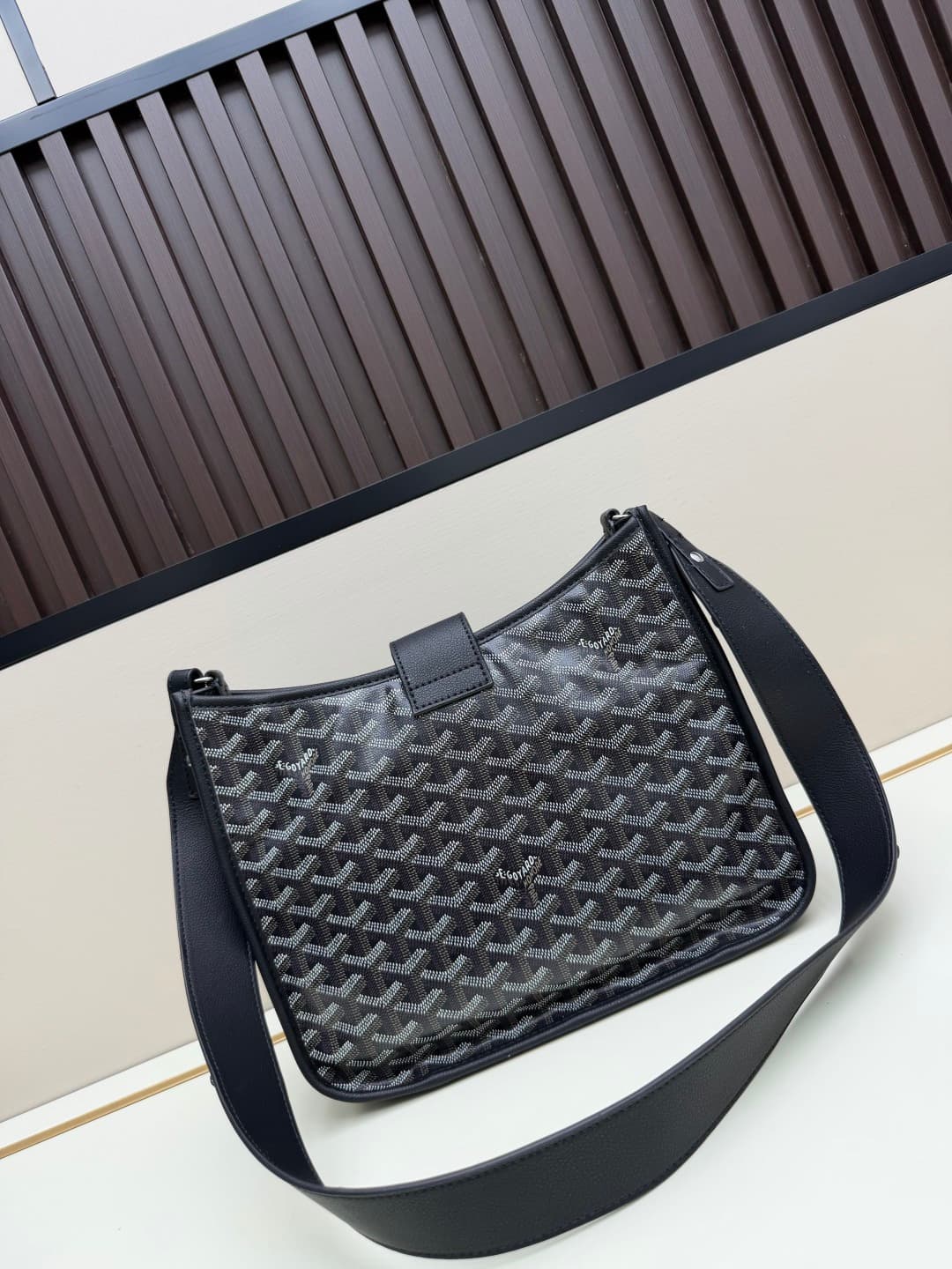 Goyard Musette PM bag in black Goyardine canvas Mid