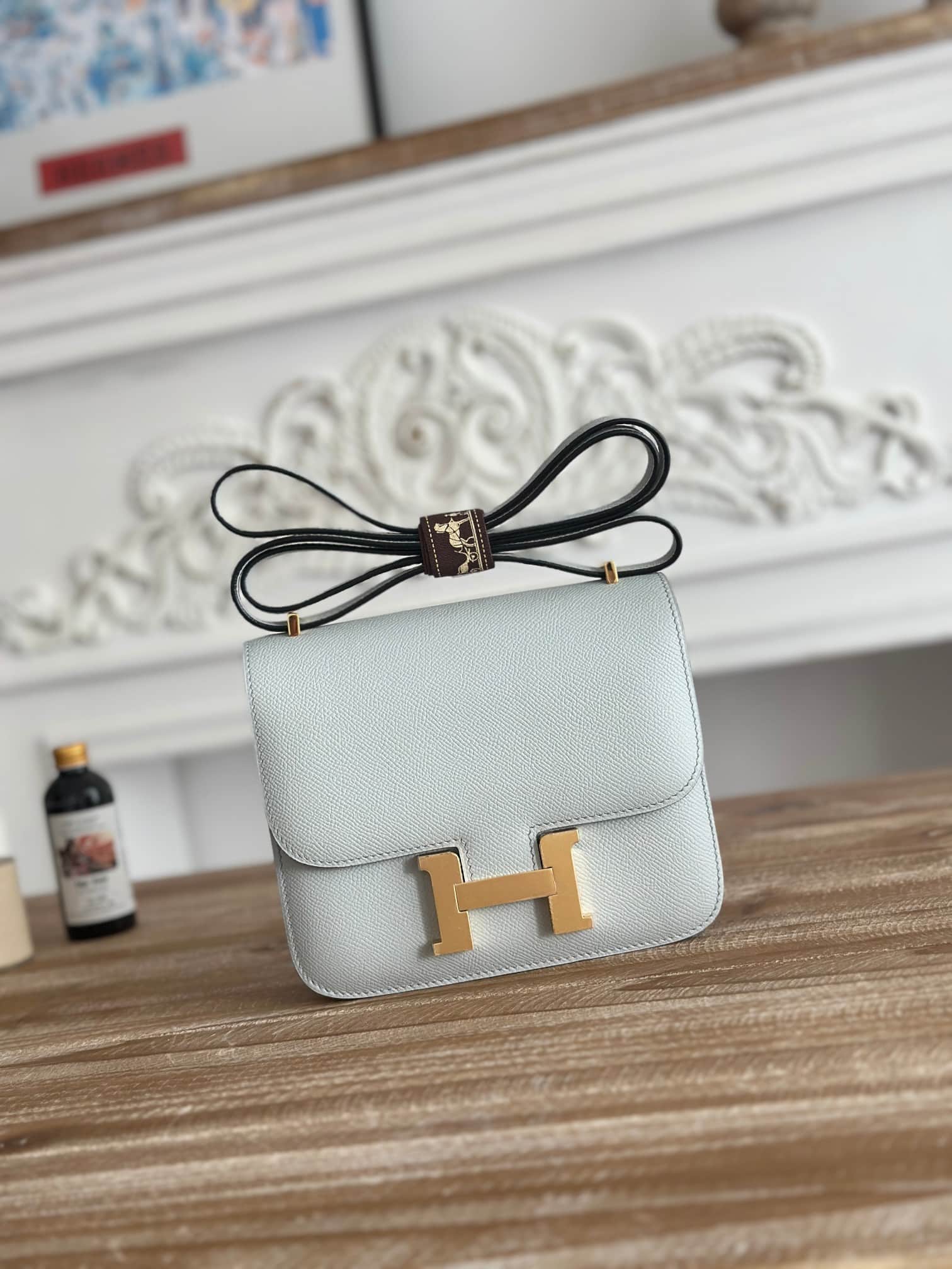 Hermes Mini Constance 18cm Epsom Bag WAX Blue Pale High