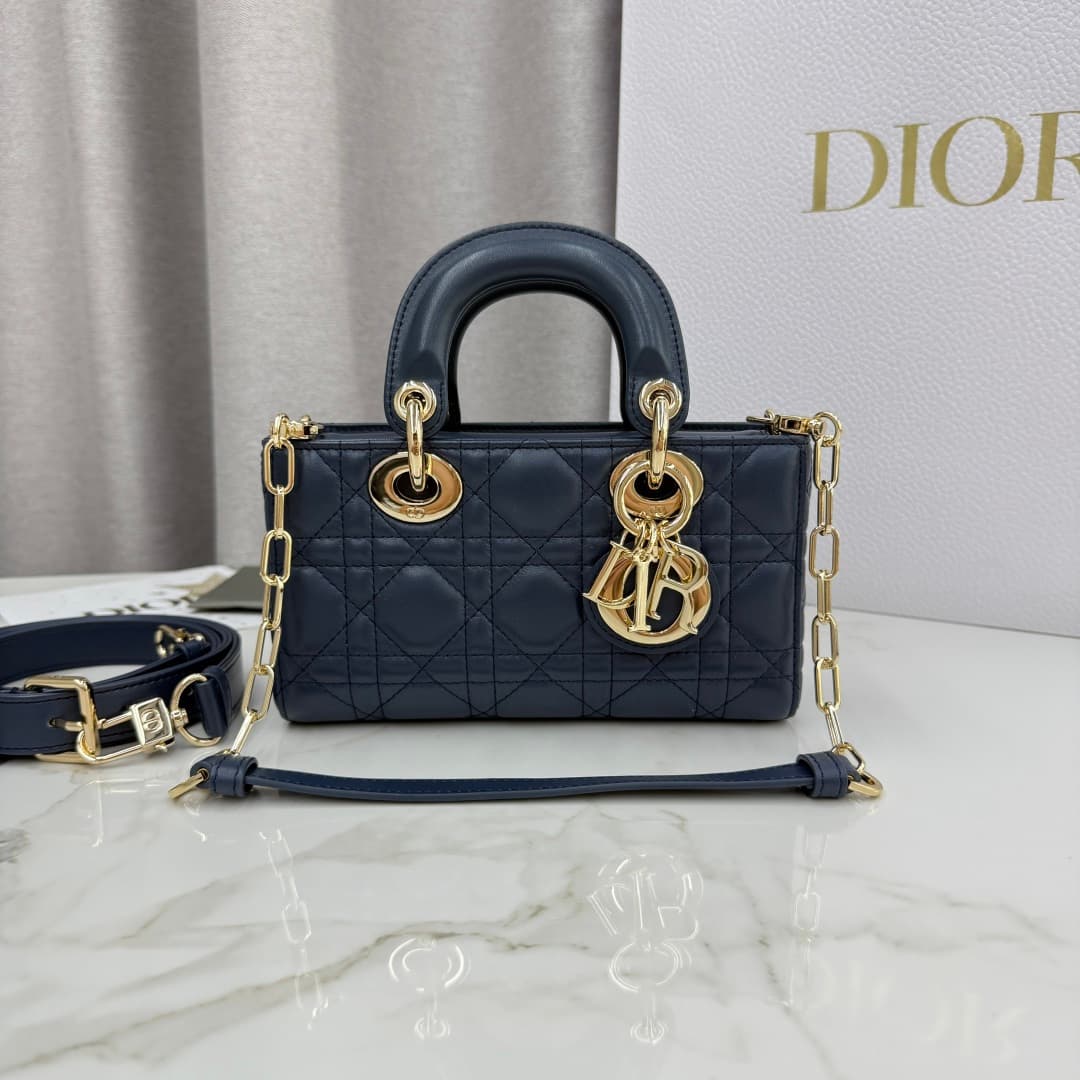 Dior Lady D-Joy Bag Deep Ocean Blue Cannage Lambskin M0636 High