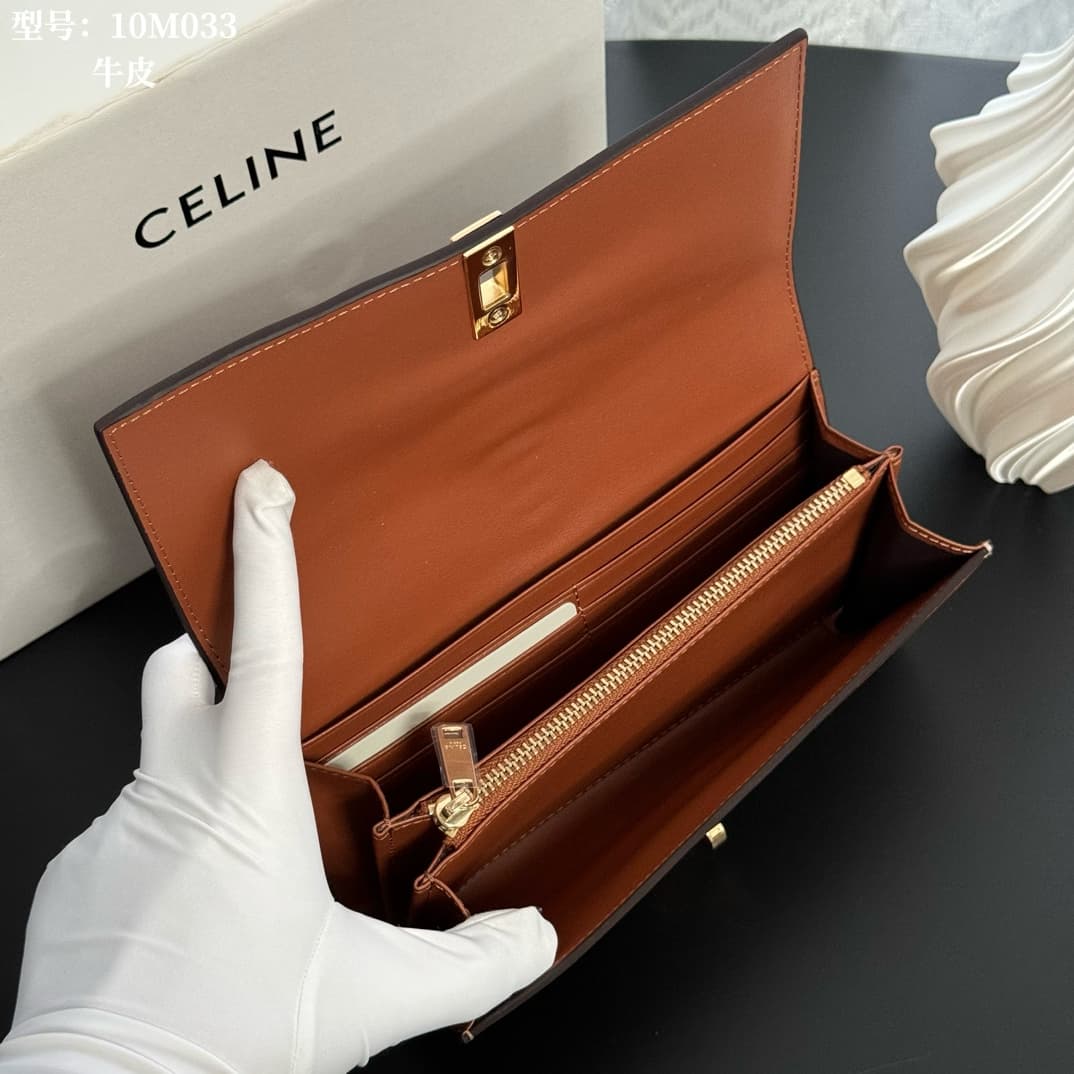 Celine Wallet 16 in Caramel satinated calfskin leather 10M033 High