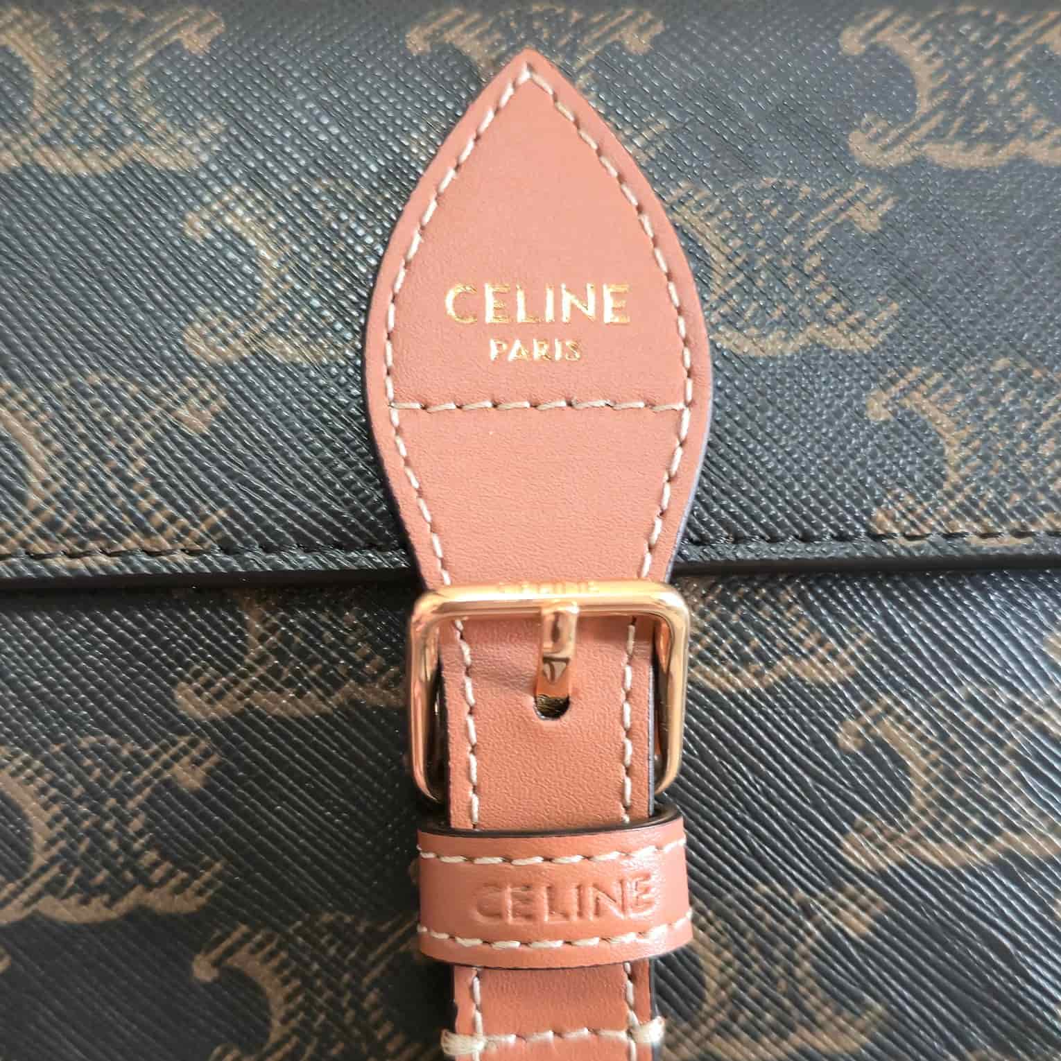 Celine Folco Shoulder Bag in Triomphe Canvas and Calfskin High