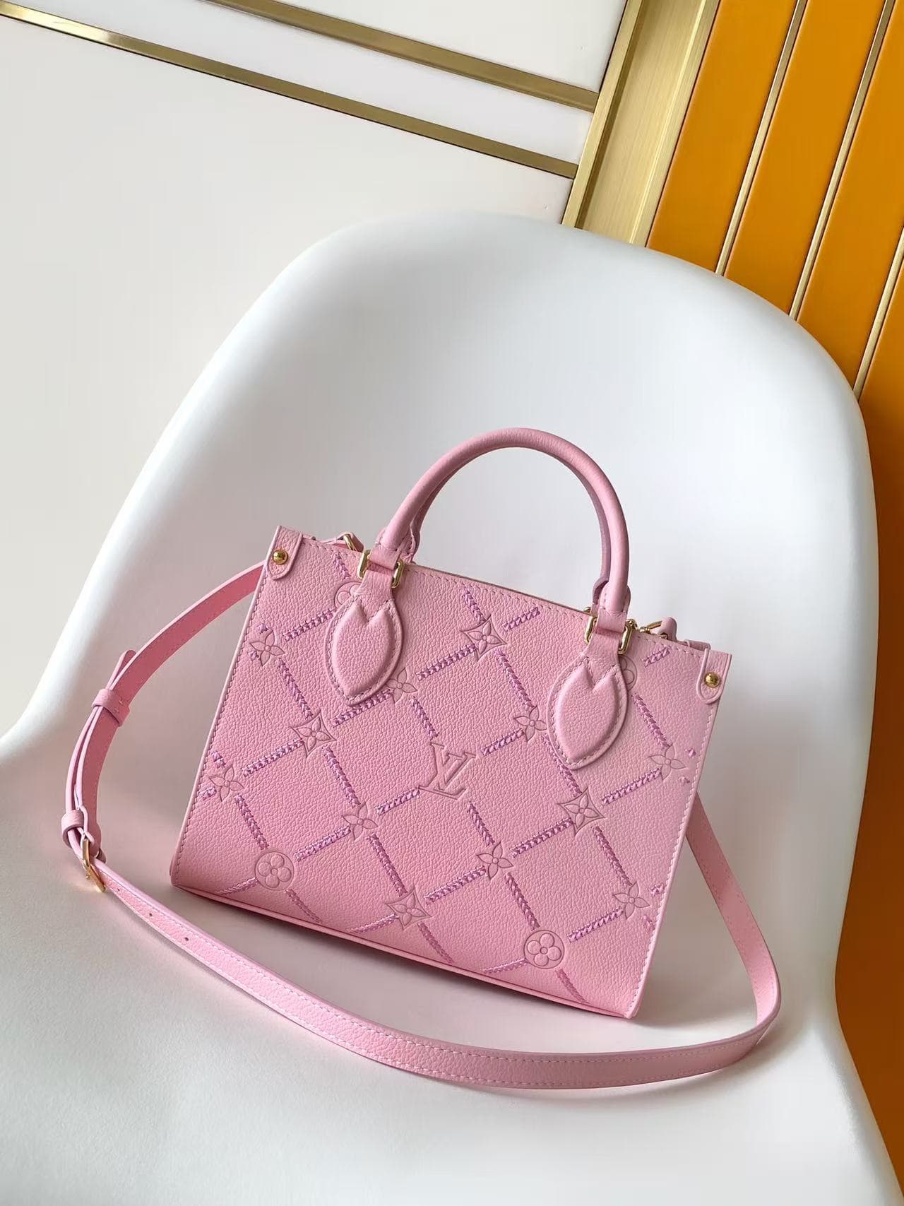 Louis Vuitton Onthego PM Light Bliss Couture Cowhide leather M28528 High