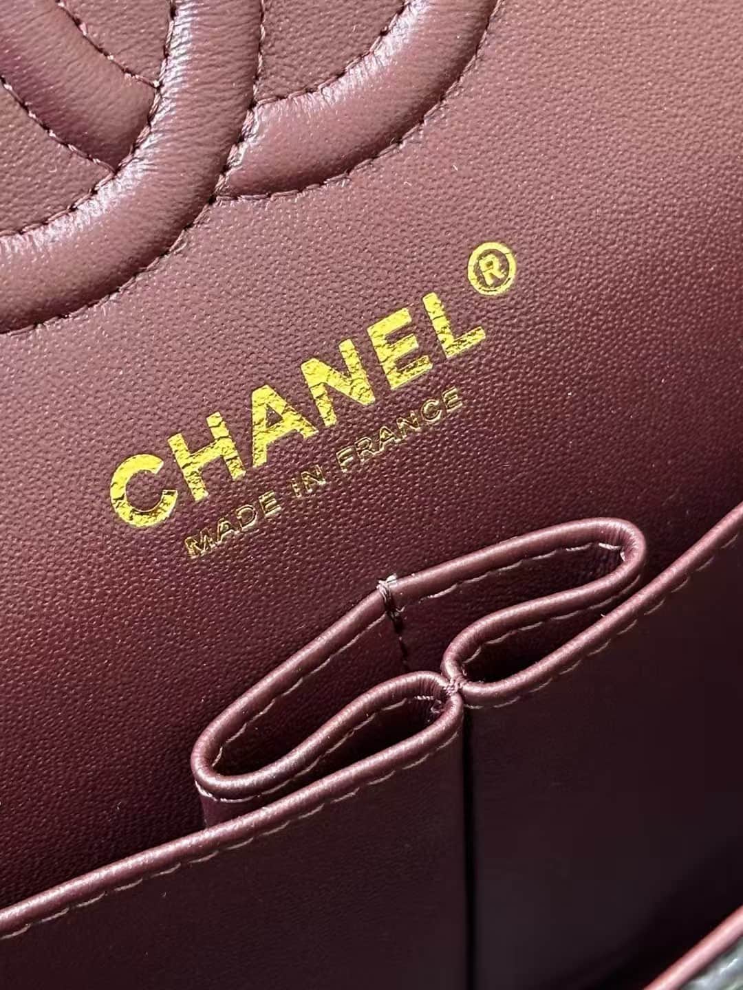 Chanel Small Classic Handbag Grained Calfskin Black Gold Metal TOP