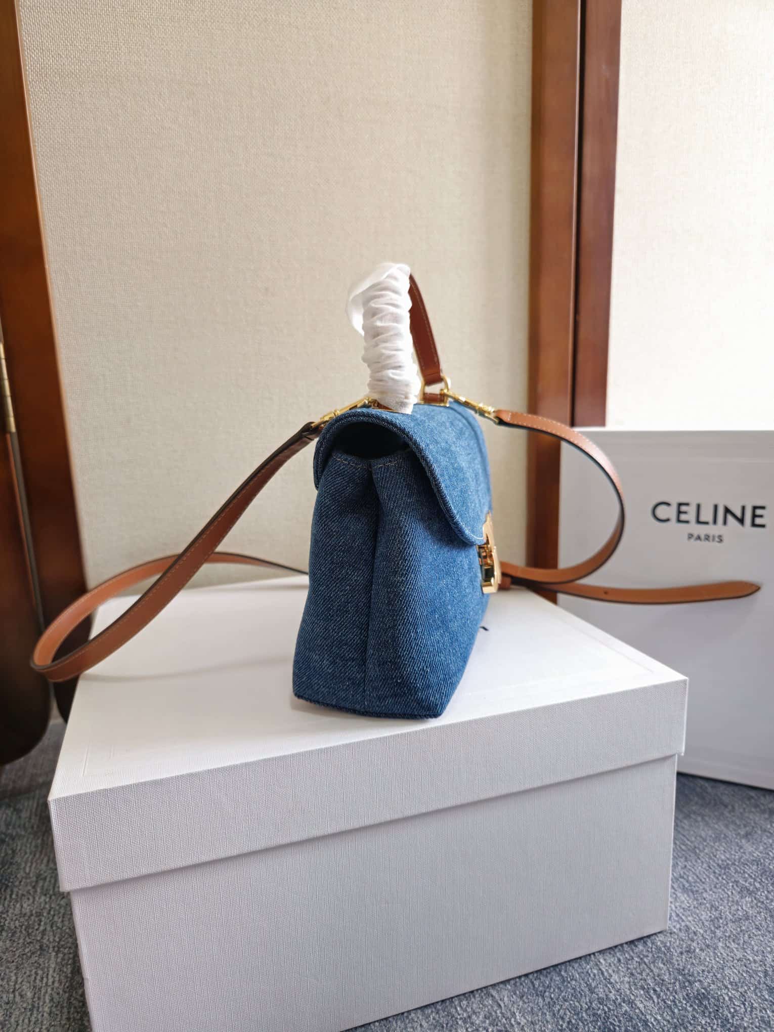 Celine Mini Teen Nino bag in Blue Denim High