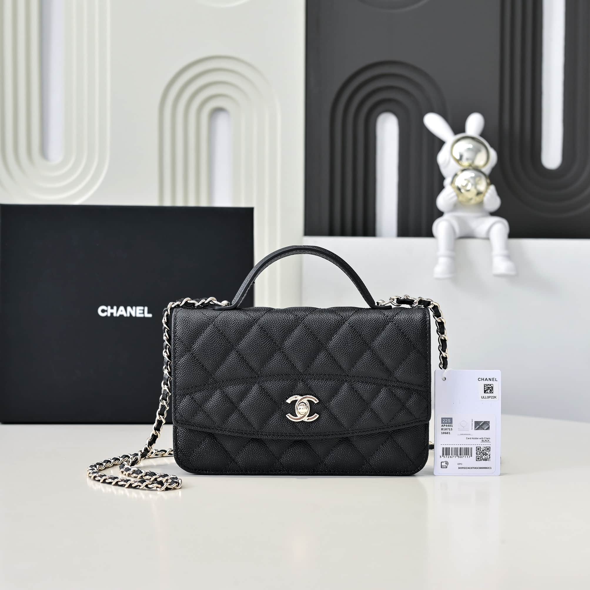 Chanel Wallet on Chain Grained Calfskin & Gold-Tone Metal Black AP4401 A