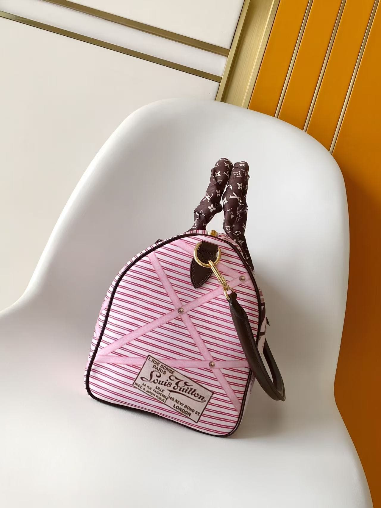 Louis Vuitton Speedy Soft 30 Beige/Pink Textile M28750 High