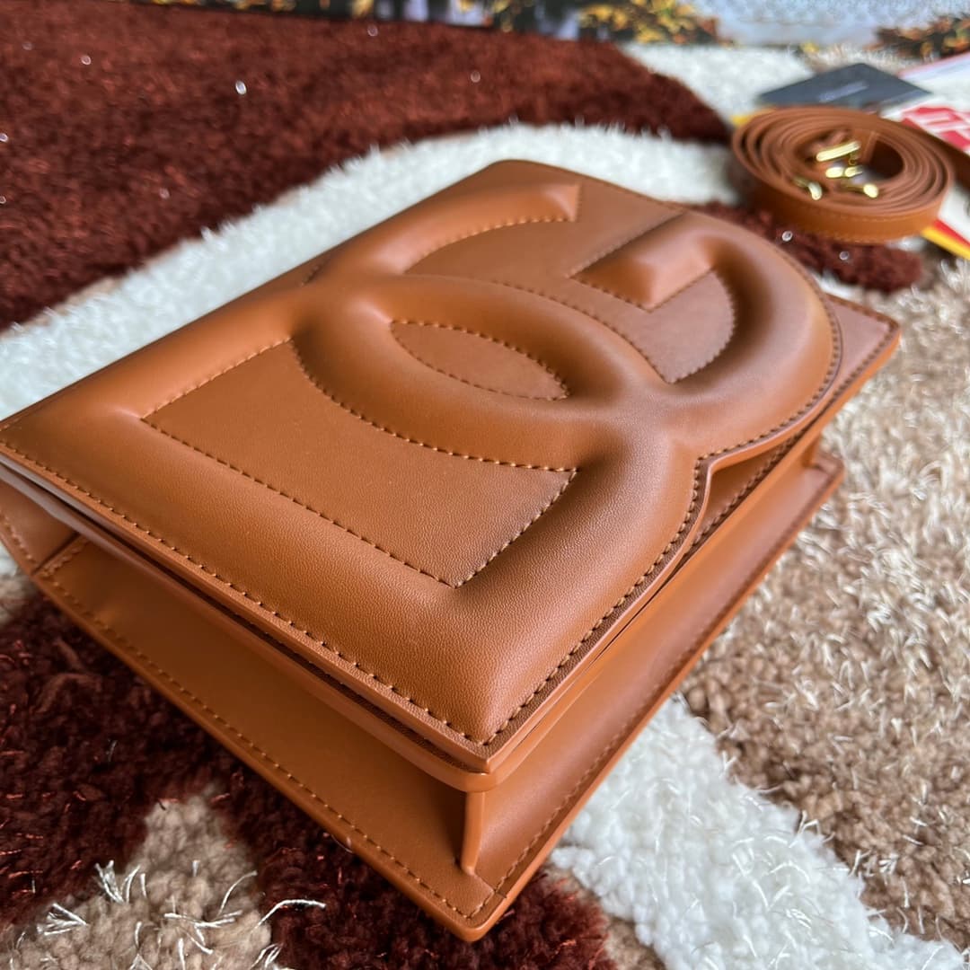 Dolce & Gabbana Brown calf leather DG Logo crossbody bag high