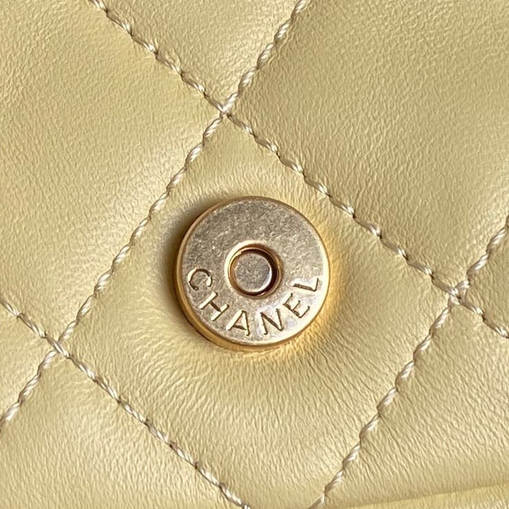 Chanel Trendy Pockets Hobo Bag Lambskin & Gold Metal Yellow AS5339 A