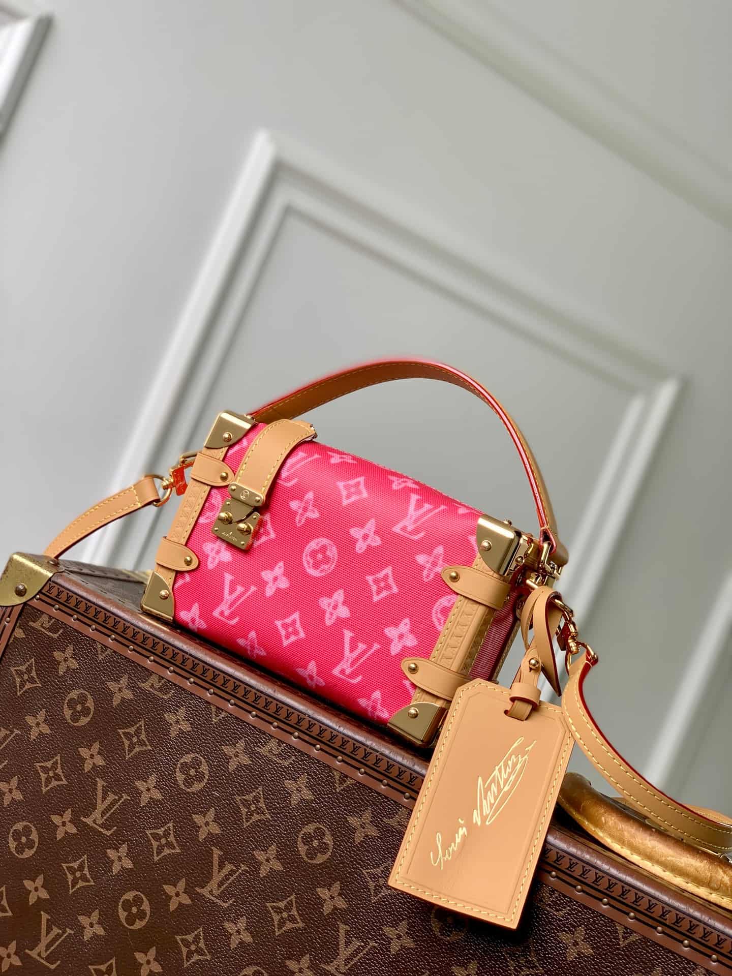 Louis Vuitton Side Trunk PM Monogram Origine Rose Ruban Coated canvas M27784 High
