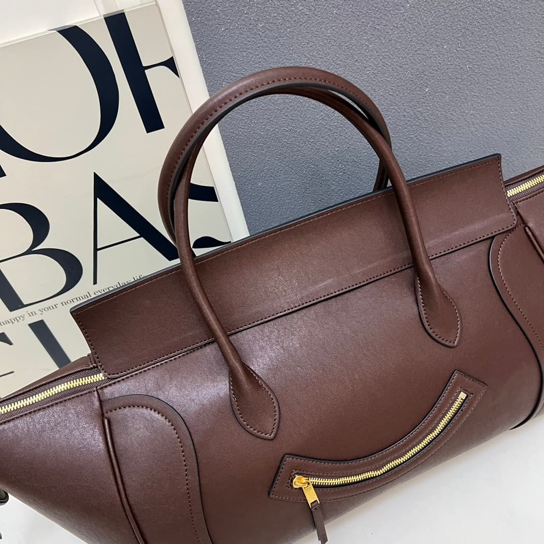 Celine BIG SMILE LUGGAGE IN Natural Supple Calfskin DEEP BROWN High