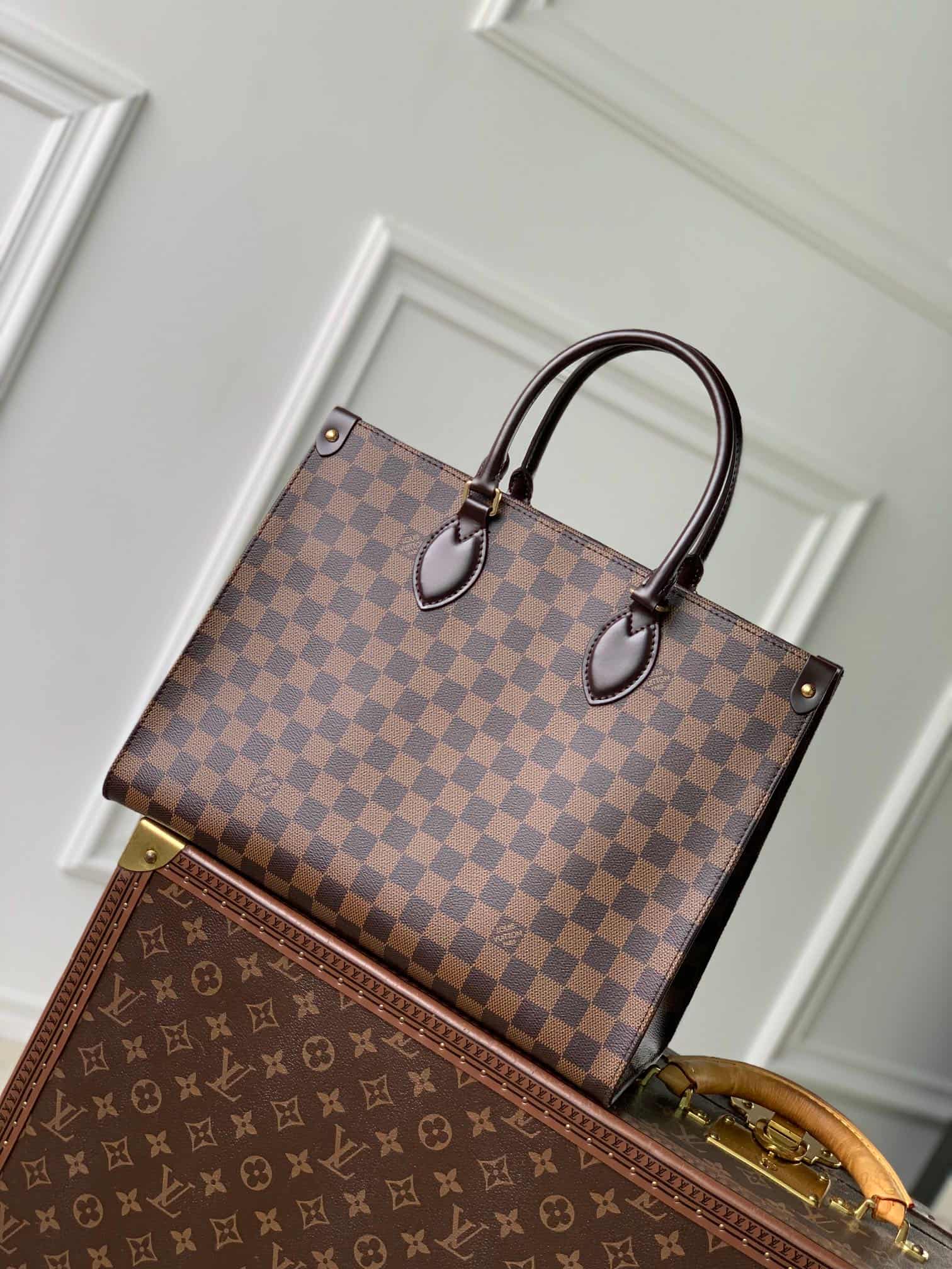 Louis Vuitton Damier Ebene OnTheGo MM Tote Bag N00065 High