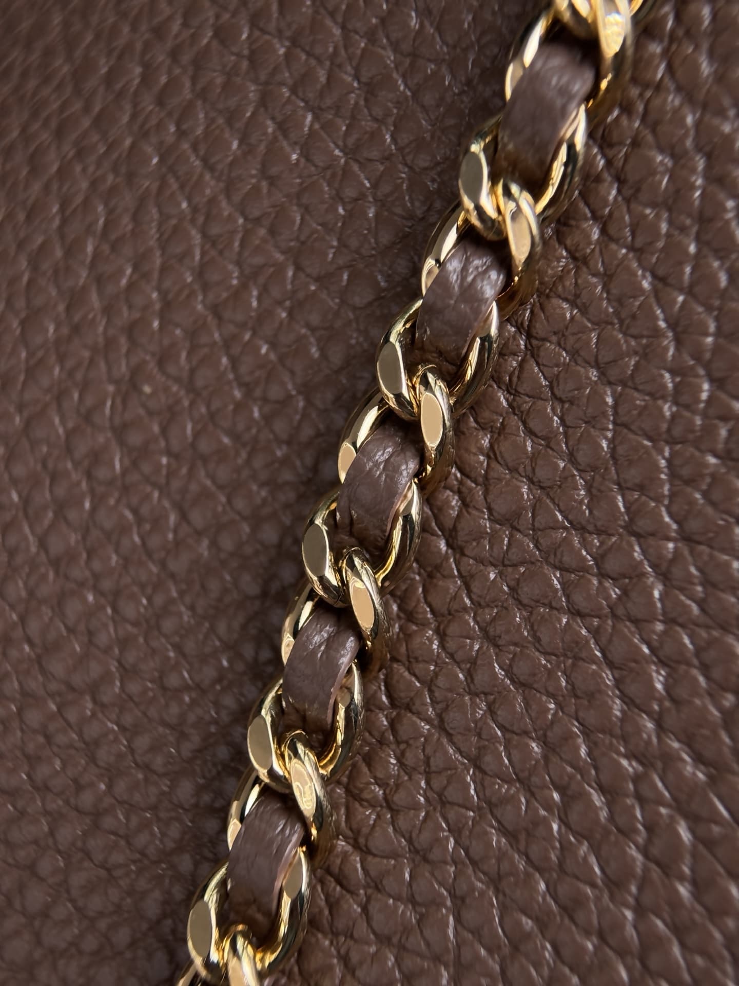 Chanel Large Vanity with chain Grained Calfskin & Gold-Tone Metal Dark Brown AS5347 A