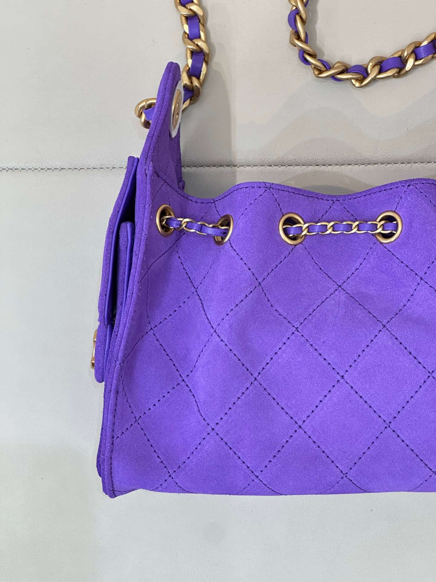 CHANEL 25 Mini Handbag AS5631 Suede &Gold-tone Metal Purple TOP