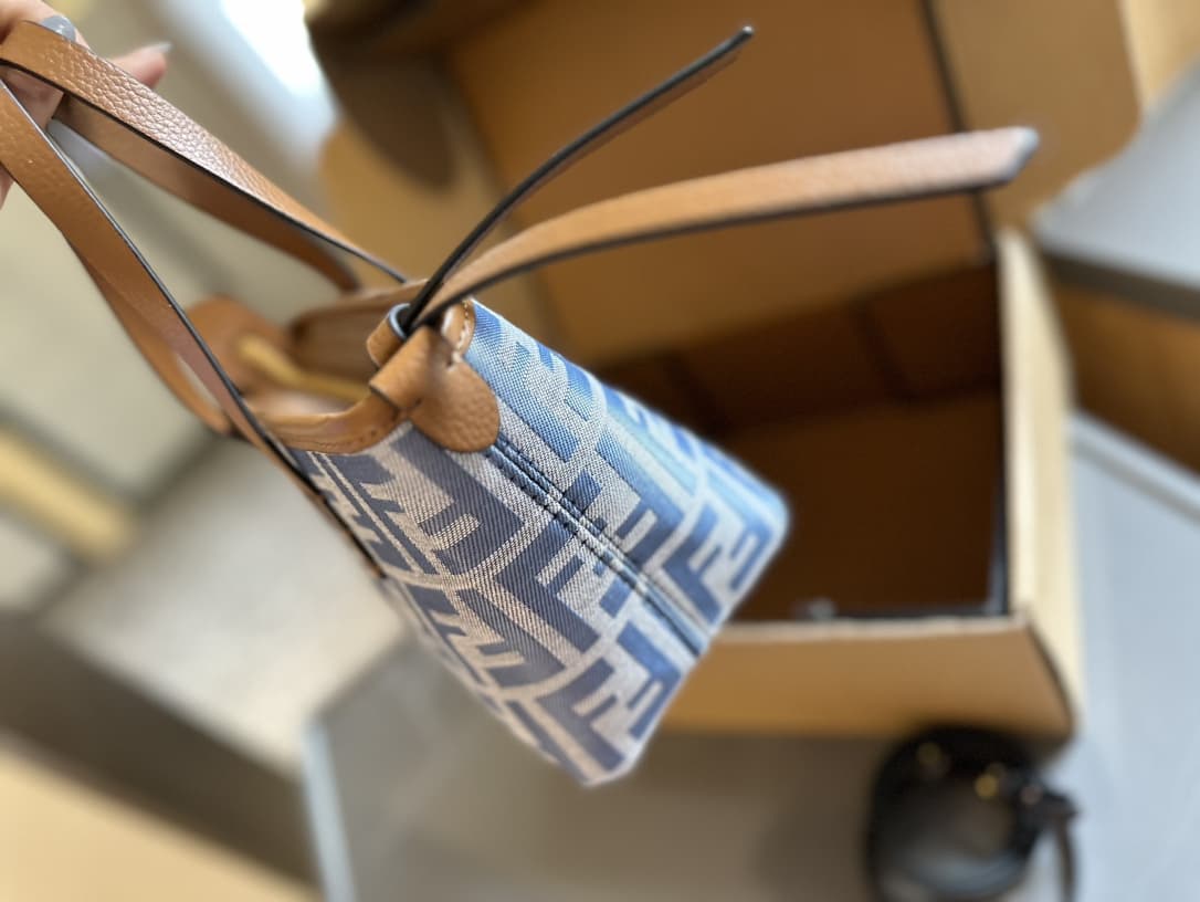 Fendi Mini Roll FF blue jacquard bag