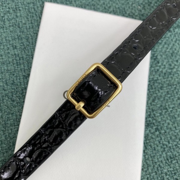 Celine Nano Belt Bag In Black Crocodile Embossed Calfskin High