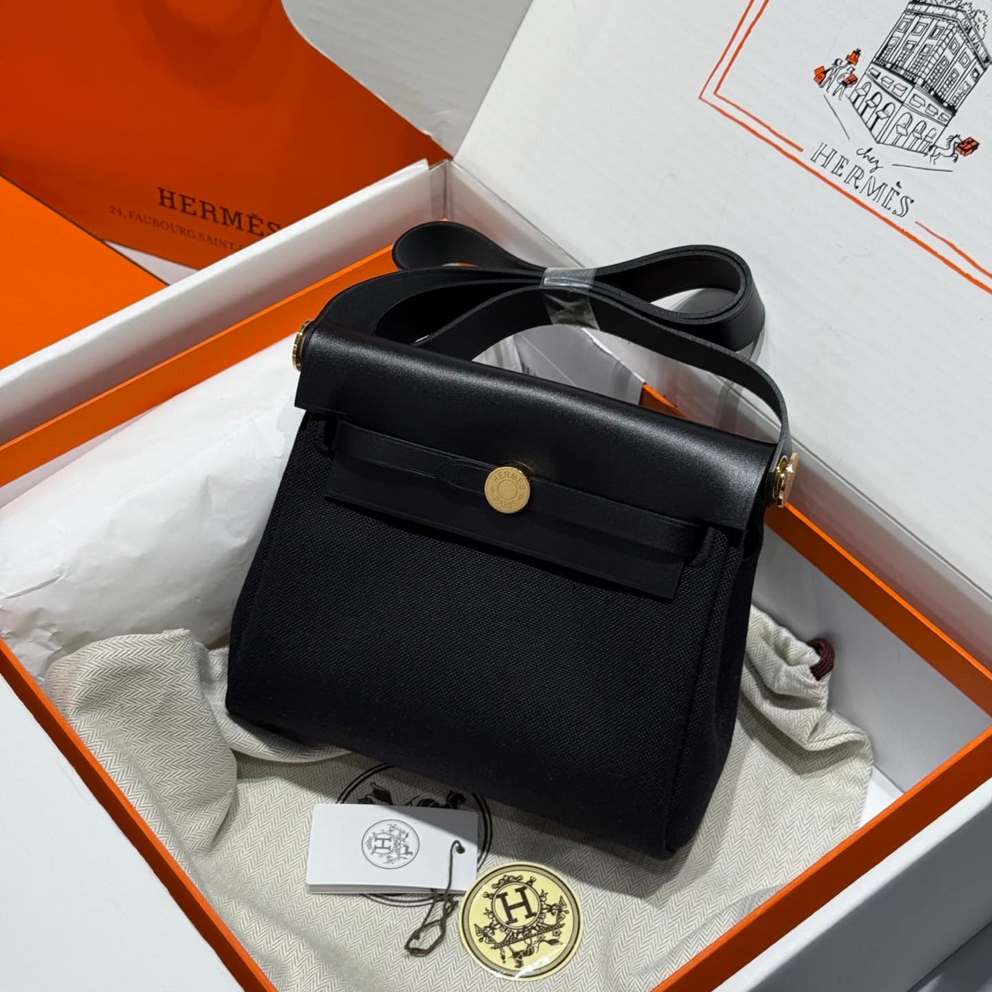 Hermes Herbag Zip Mini 20 bag Canvas and Leather TOP