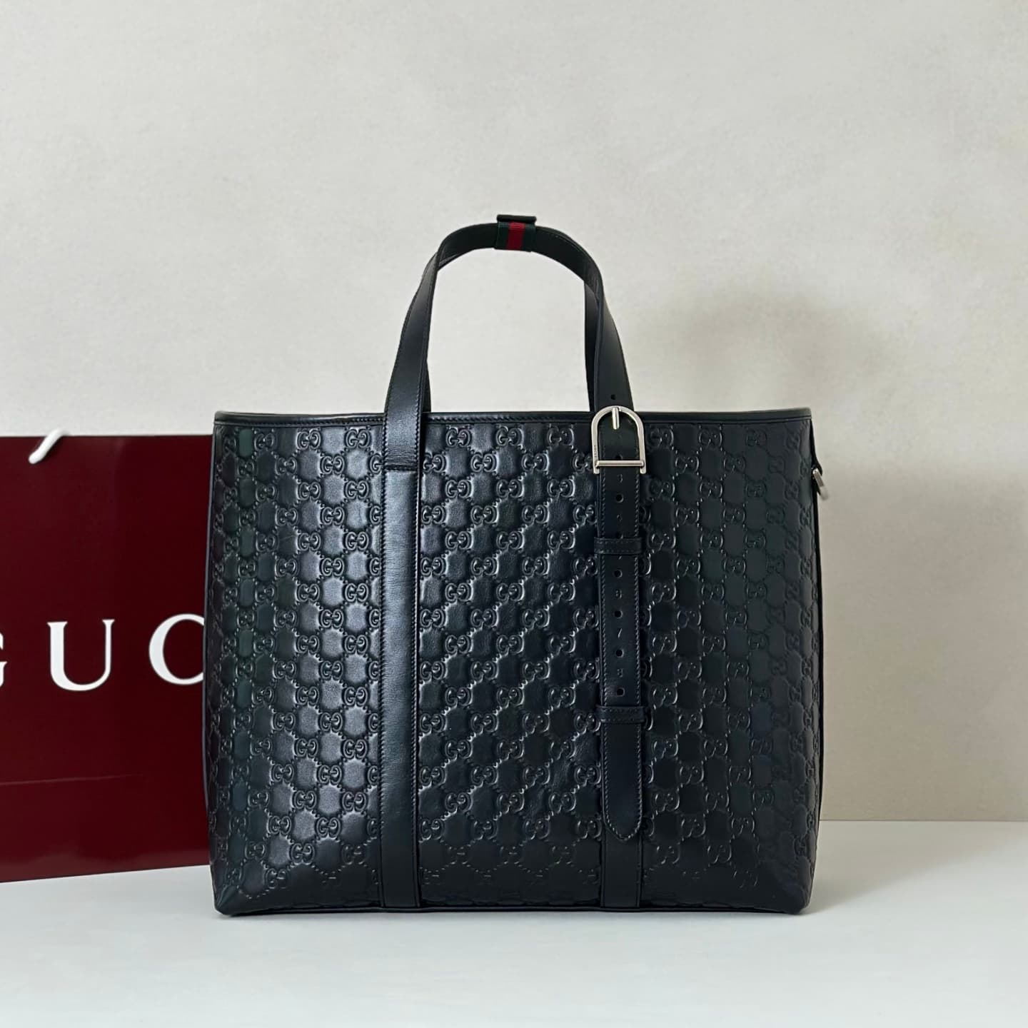 Gucci GG Emblem Large Tote Bag 850218 Black High