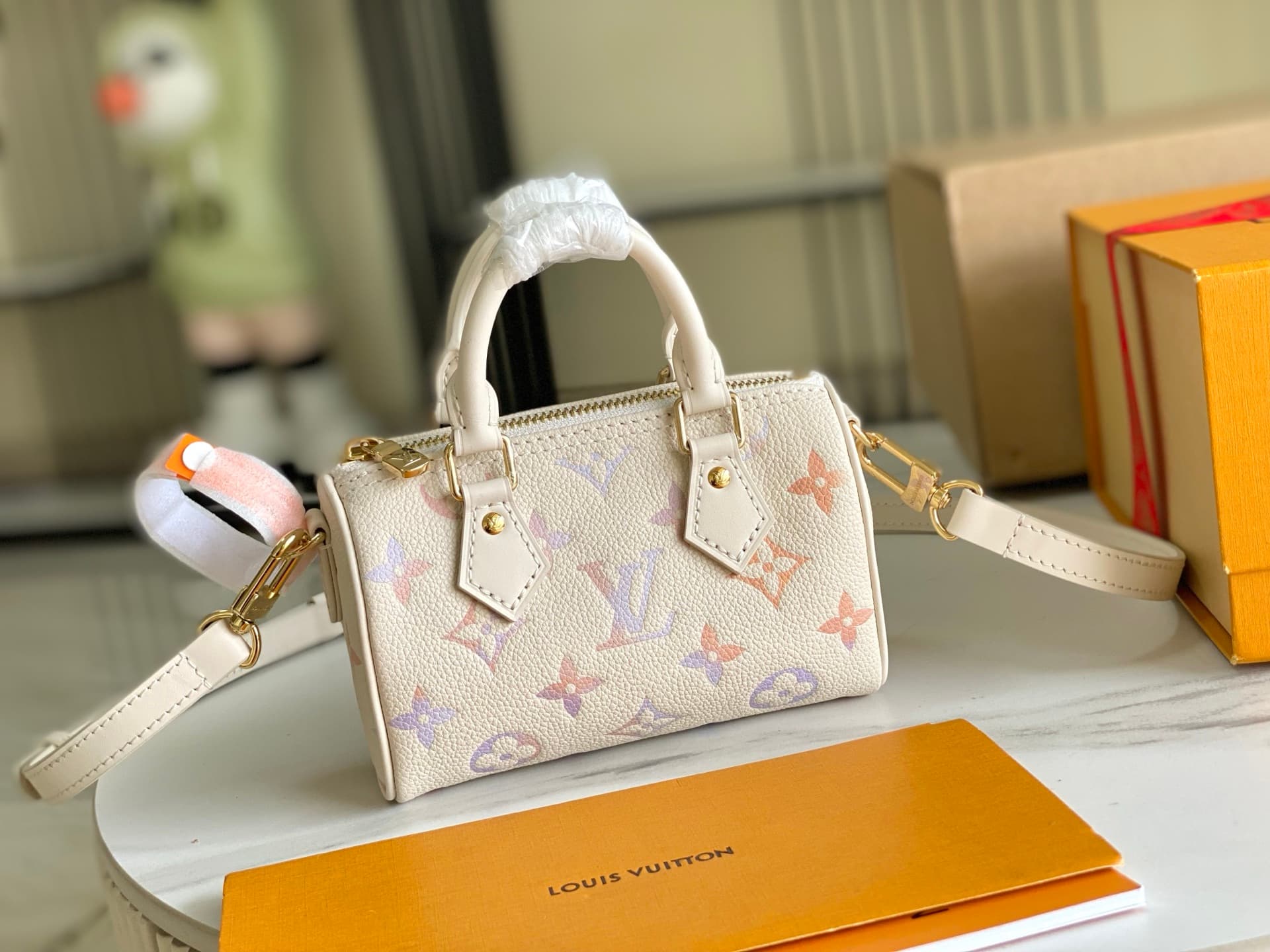 Louis Vuitton Nano Speedy Embossed grained cowhide leather M25591 Dream Beige TOP