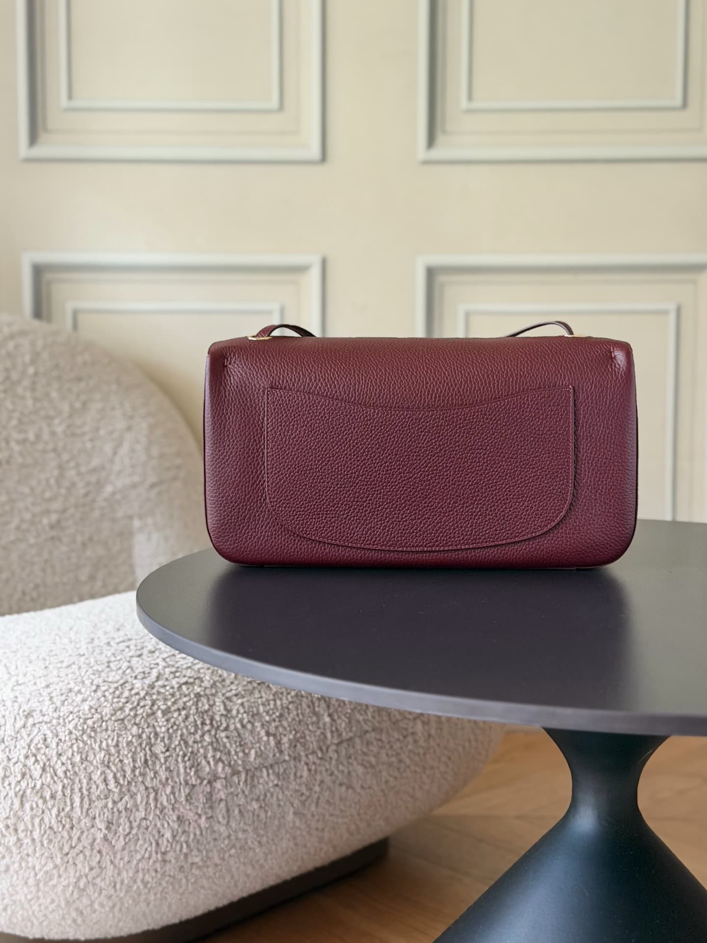 Chanel Maxi Flapbag Grained Calfskin & Gold-Tone Metal Claret AS6231 A